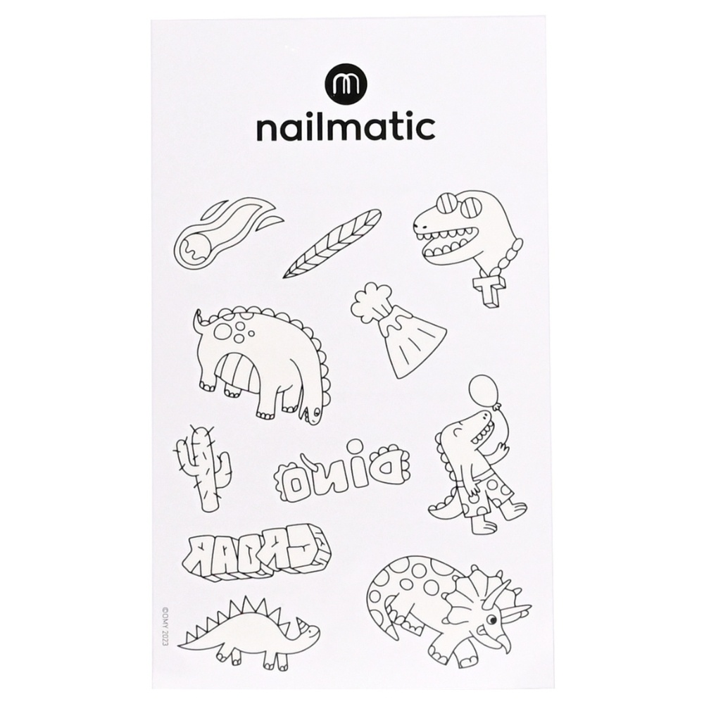 nailmatic Planche de tatouage à colorier Dinosaurs Tatouages éphémères à colorier
