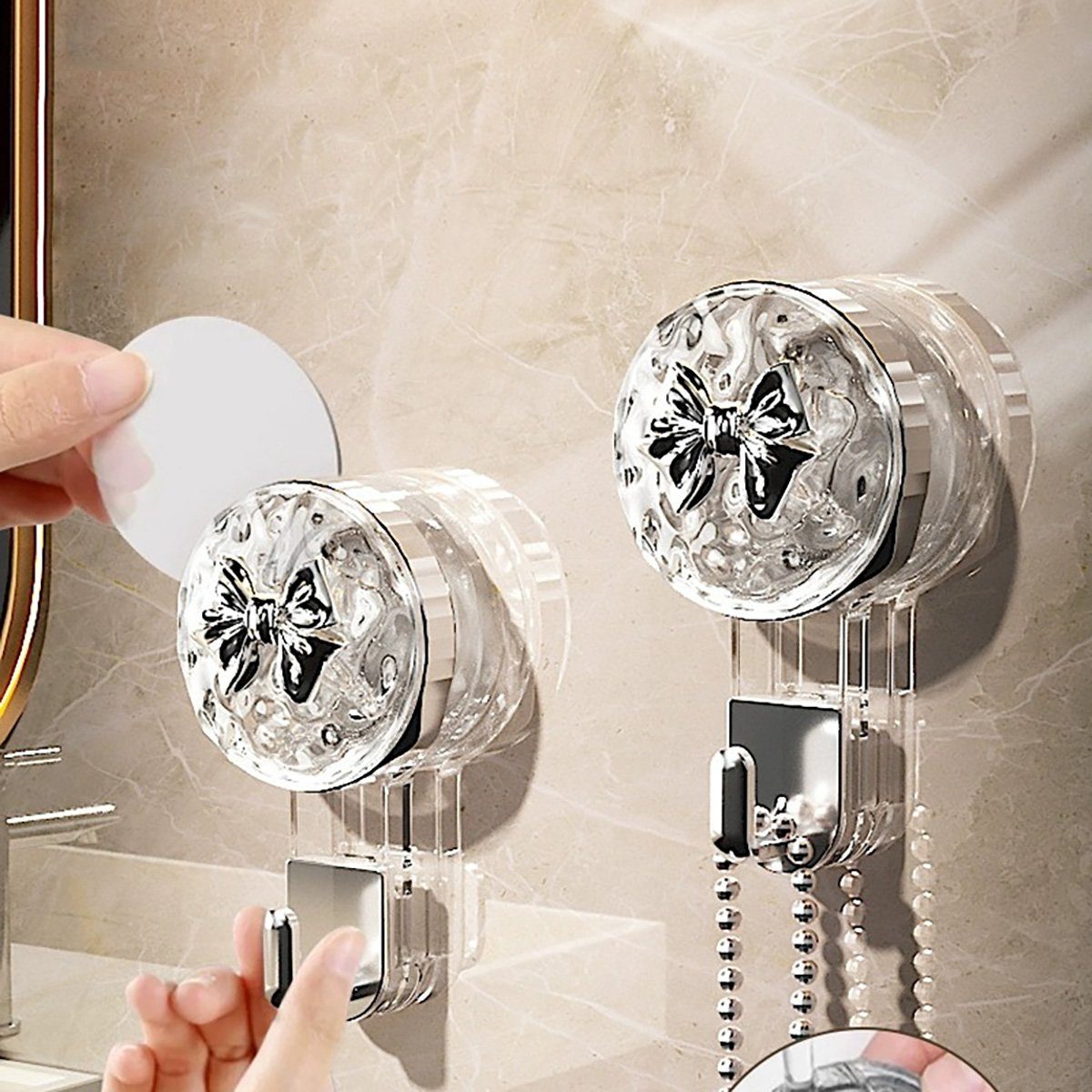 götäzer Wandhaken Light Luxury Clear Extended Crystal Suction Cup Hooks, Heimdekoration, Wiederverwendbar, Wandaufbewahrung, Schlüsselanhänger, 3 Stück