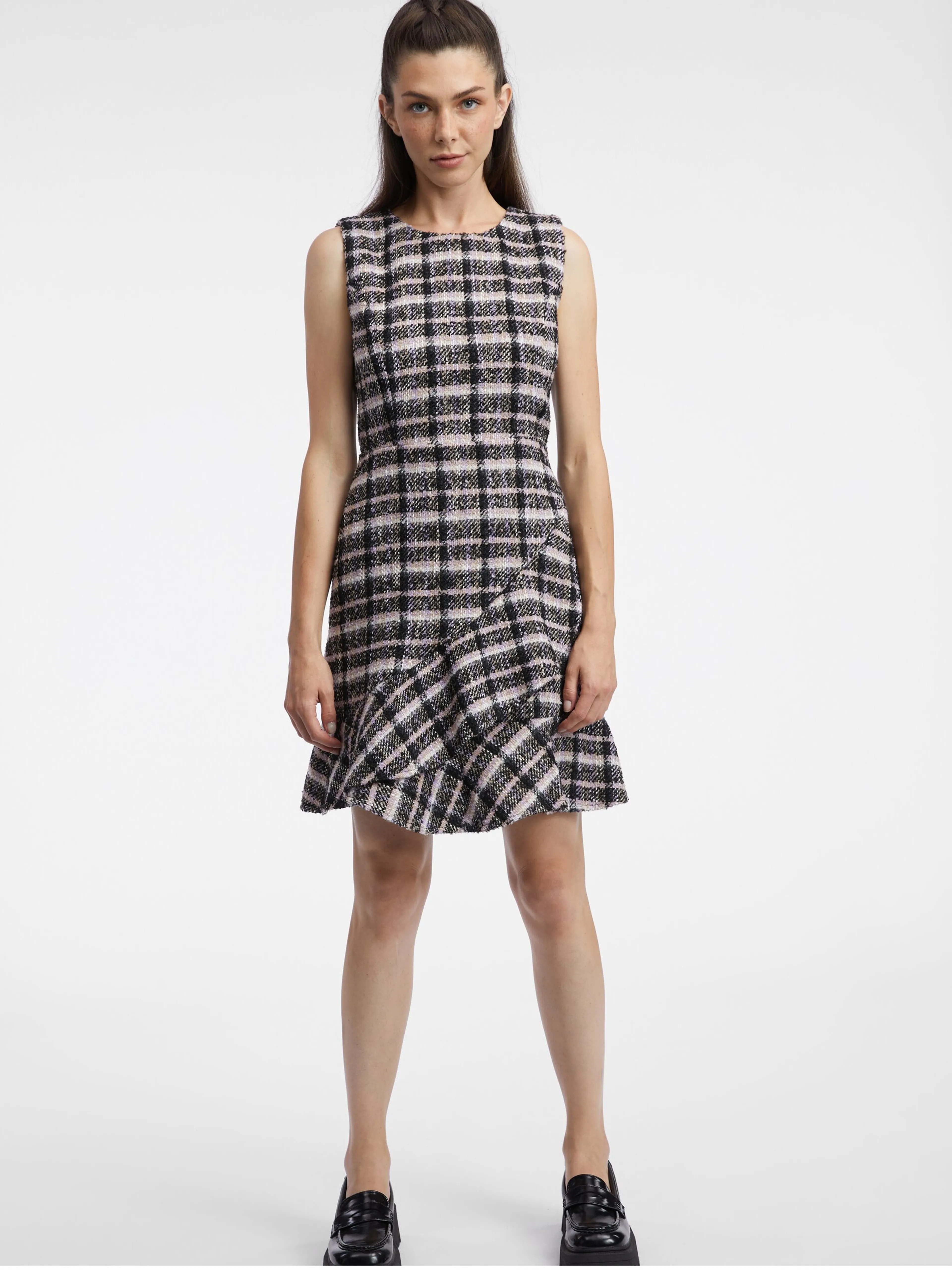 Rosa und schwarzes Tweed-Damenkleid ORSAY