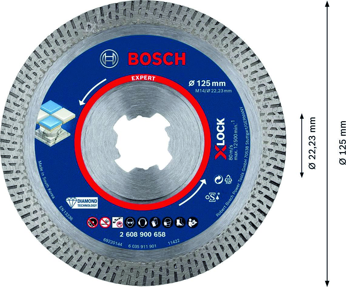 Bosch Blauw Accessoires 2608900658 Expert HardCeramic X-LOCK diamantdoorslijpschijf 125 x 22,23 x 1,4 x 10 mm