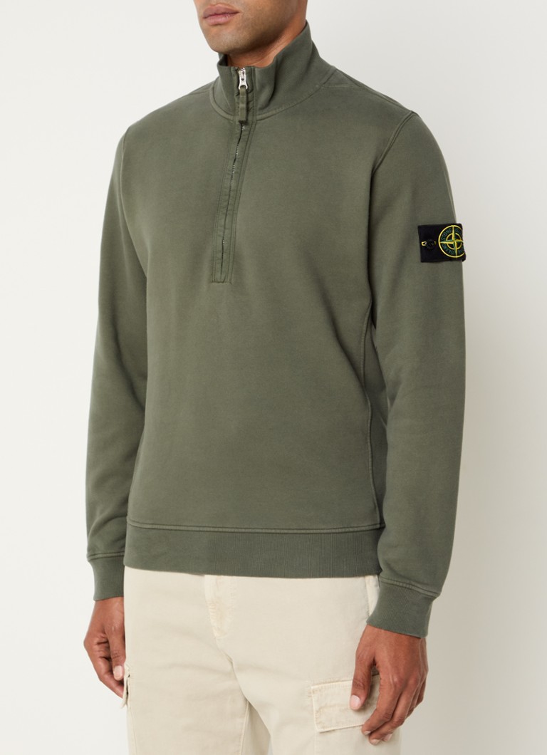 Πουλόβερ Stone Island 63420 με μισό φερμουάρ και λογότυπο