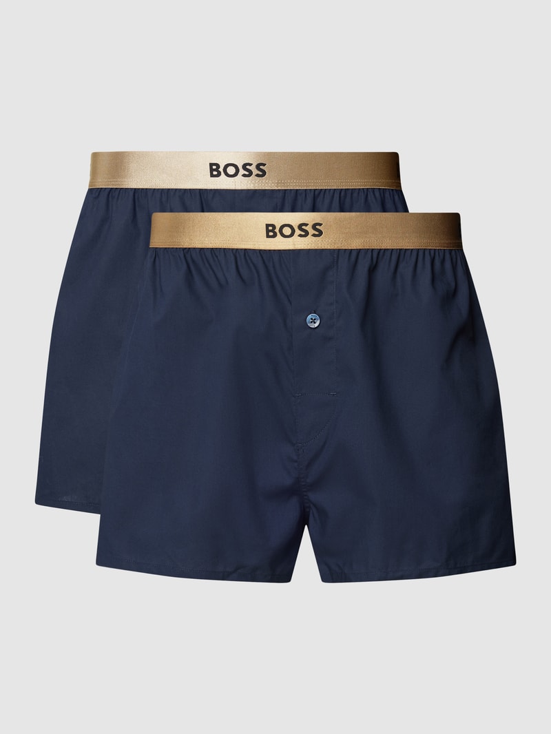 Boxershorts mit elastischem Logo-Bund Modell 'SERGIO' im 2er-Pack in blau