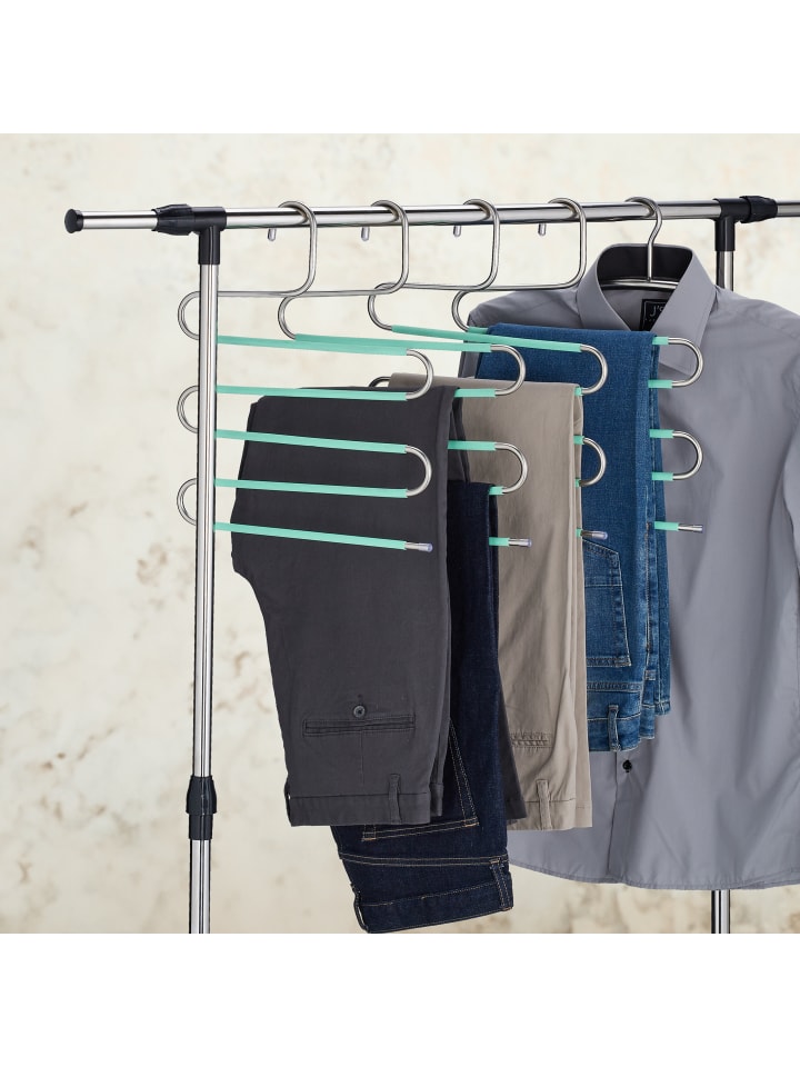 relaxdays 4 x Mehrfach-Hosenbügel in Silber/ Mint günstig kaufen onesize