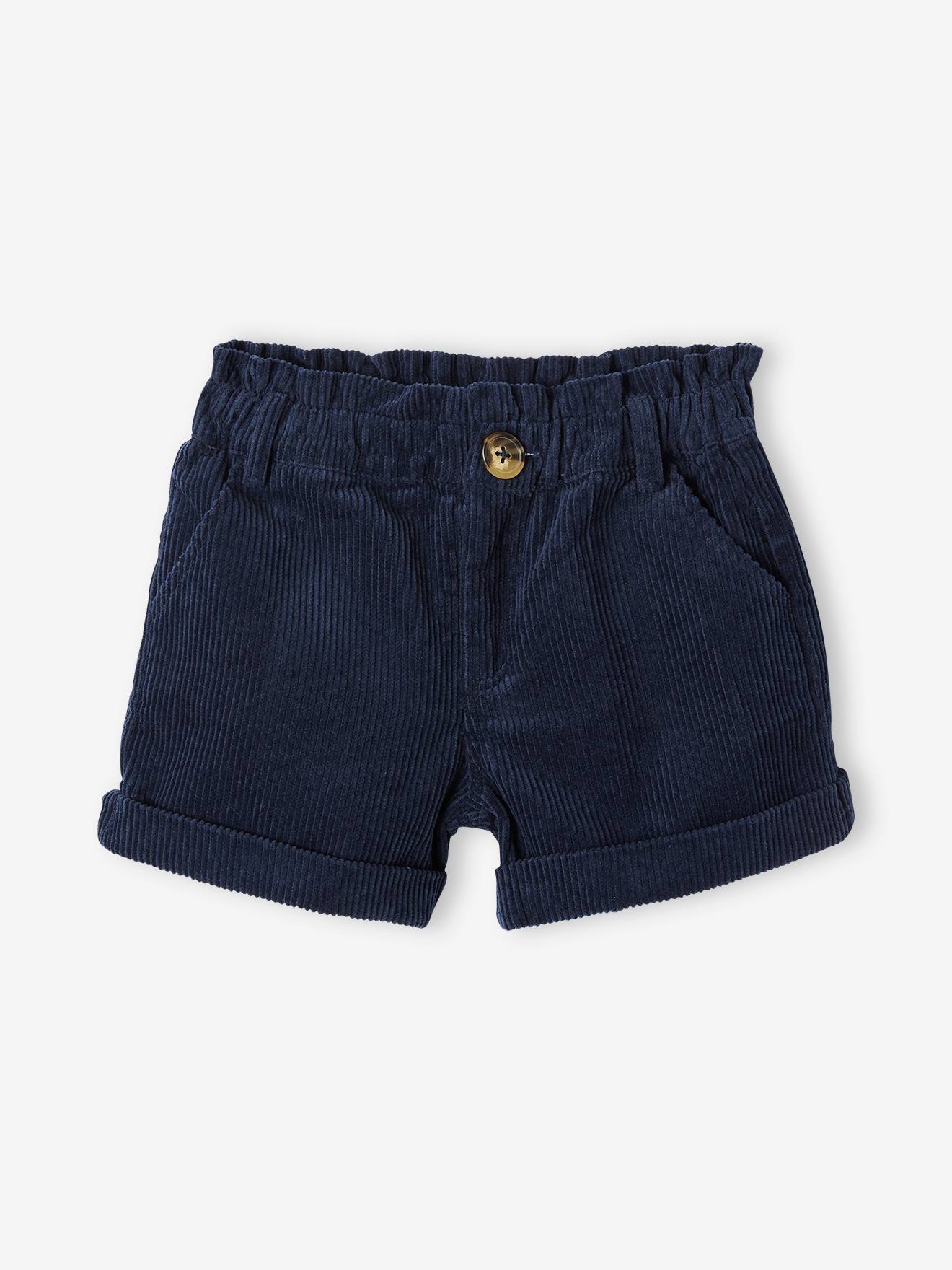 Short paperbag en velours fille camel
