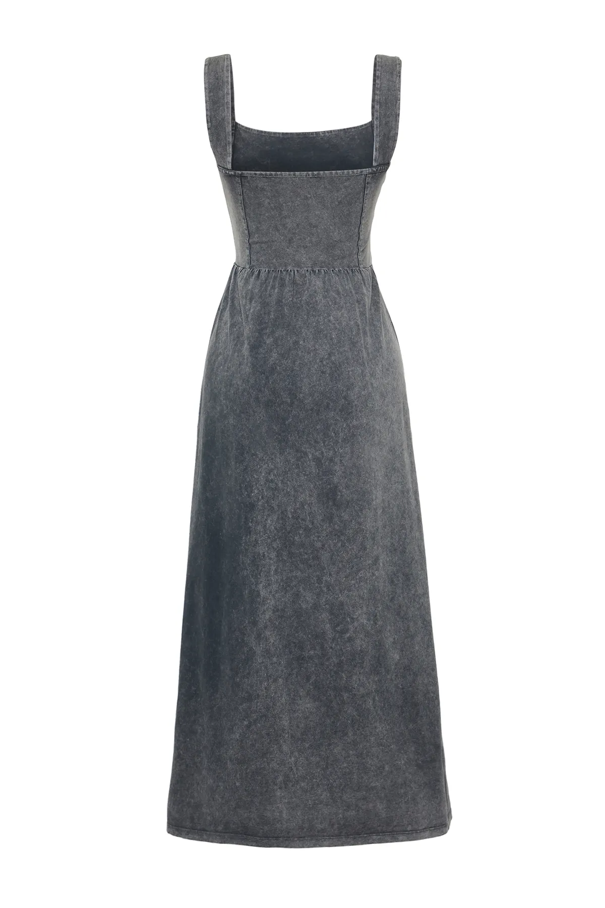 Trendyol Collection  Anthrazit Antik Skater Quadratischer Kragen Null Ärmel Gestricktes Maxi Kleid TWOSS24EL00586