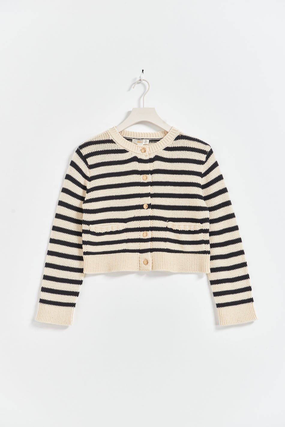 Y knitted striped cardigan