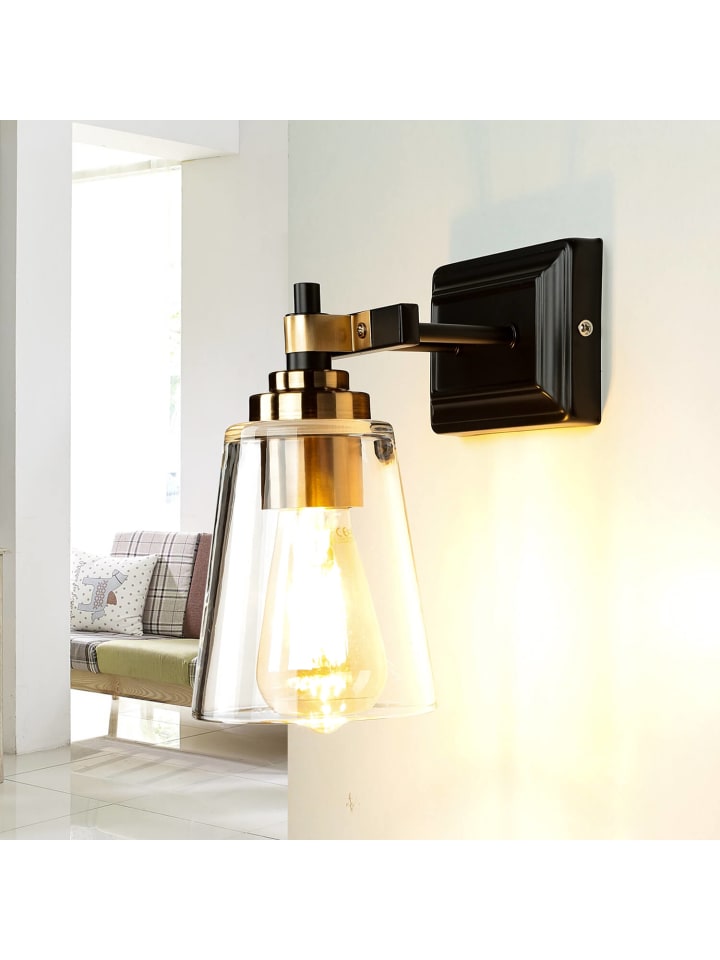 Licht-Erlebnisse Wandlampe in Schwarz Messing günstig kaufen onesize