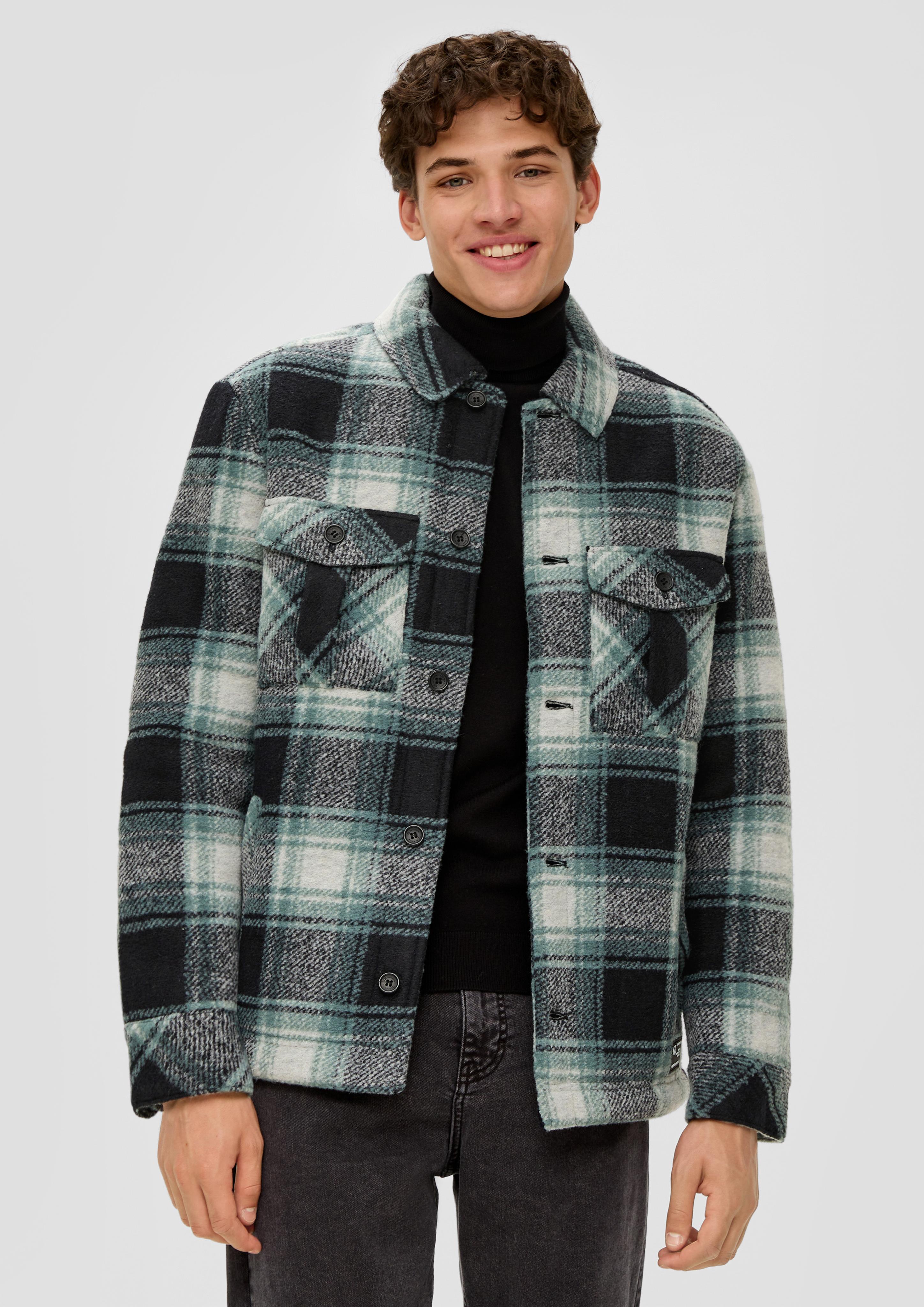 Karierte Hemdjacke aus Wollmix  2137032-59N0