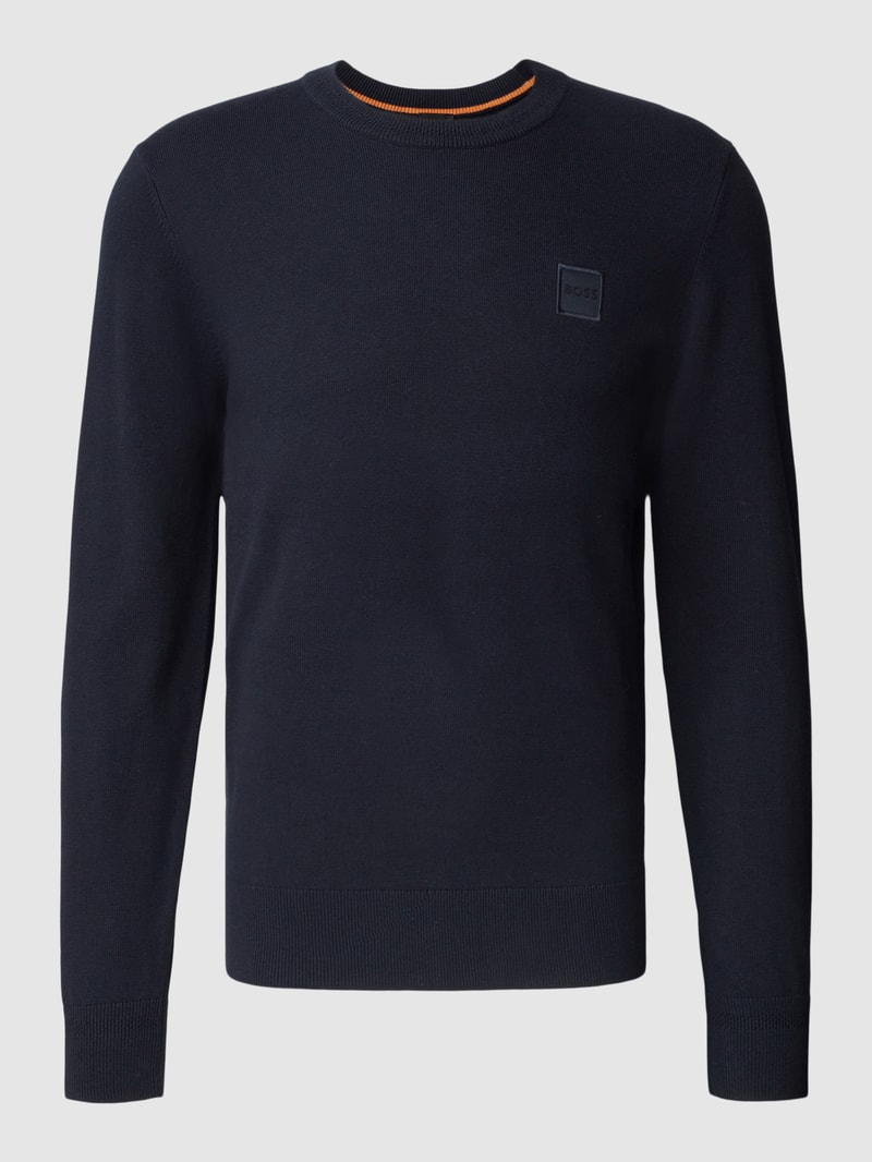 Sweatshirt mit Logo-Patch Modell 'Kanovano' in dunkelblau