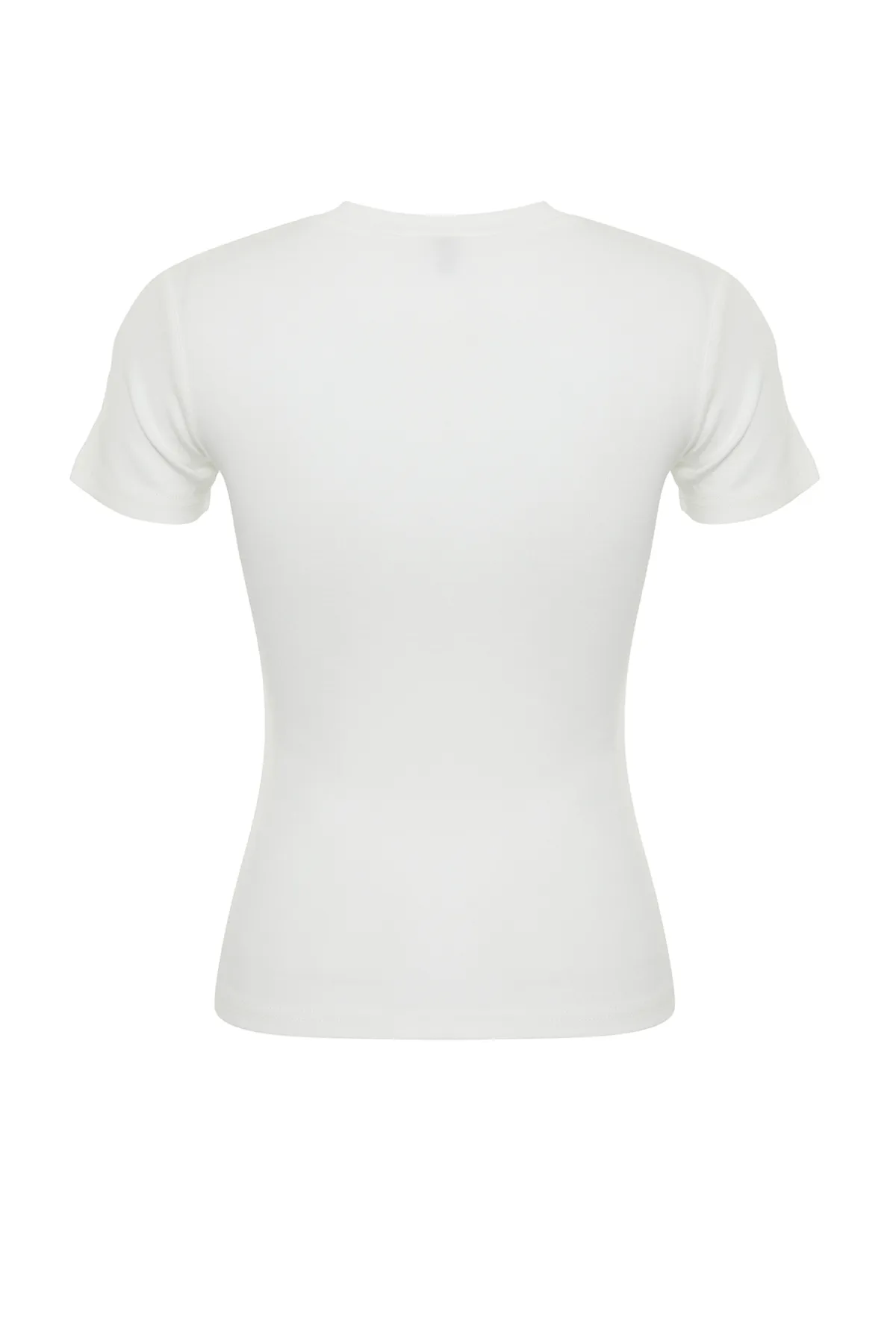 Trendyol Collection  Ecrufarbene Bluse aus dehnbarem Strickstoff aus Viskose/weichem Stoff TWOSS24BZ00296