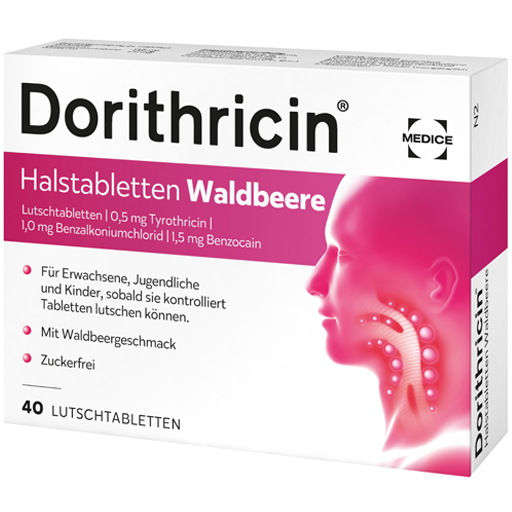 DORITHRICIN Halstabletten Waldbeere  40 St  Lutschtabletten
