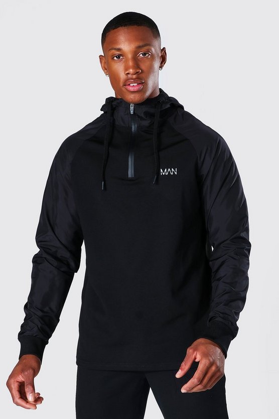 Man Active Hoodie mit matten Ärmeln