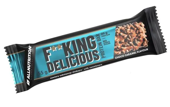 „Allnutrition Fitking Delicous“ baltymų batonėlis su šokolado ir karamelės skoniu