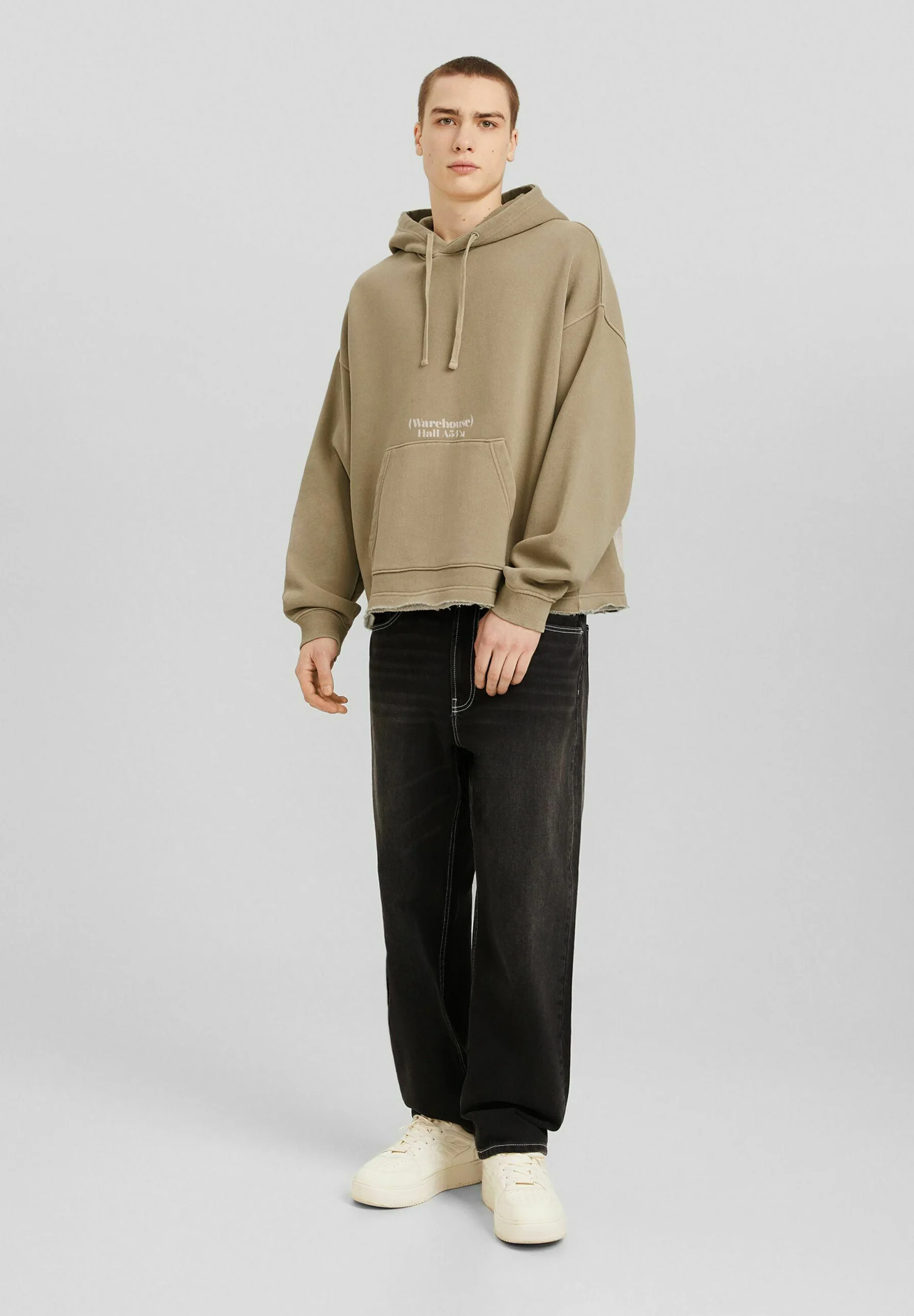 Bershka CROPPED CON EFECTO DESVANECIDO - Sudadera con capucha