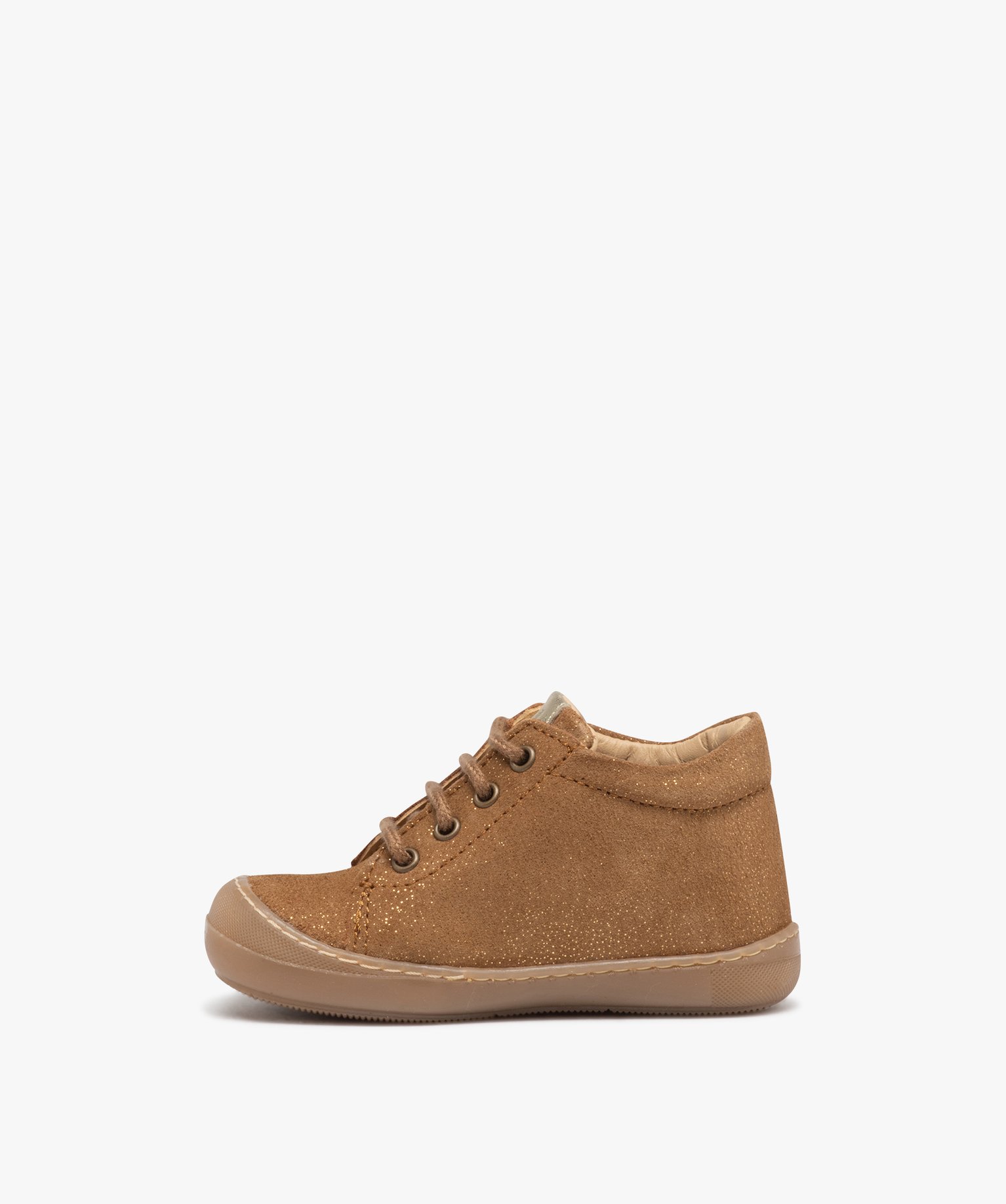 Chaussures premiers pas bébé fille en cuir à paillettes -... camel | GEMO