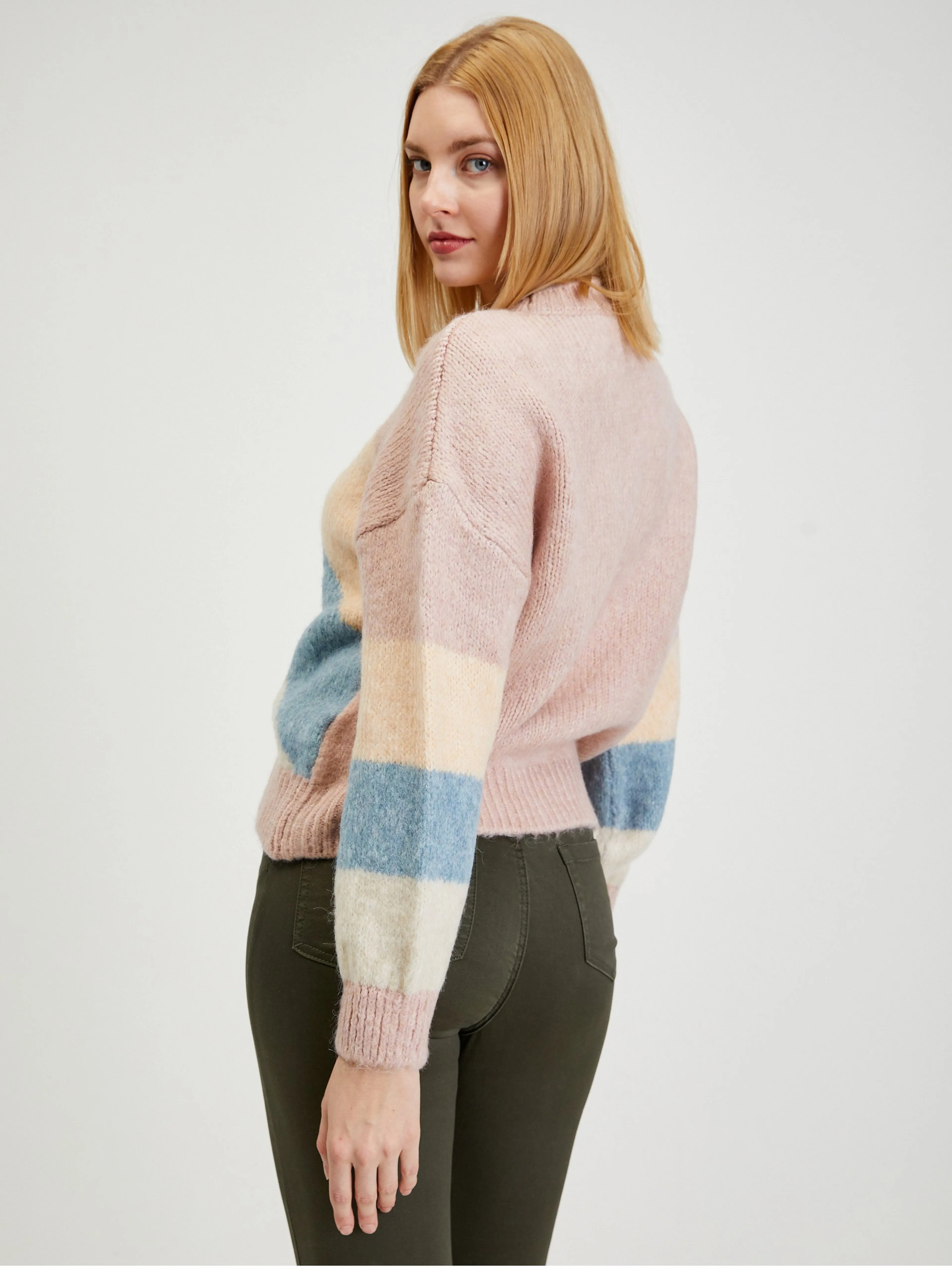 Blau-rosa gestreifter Damenpullover ORSAY
