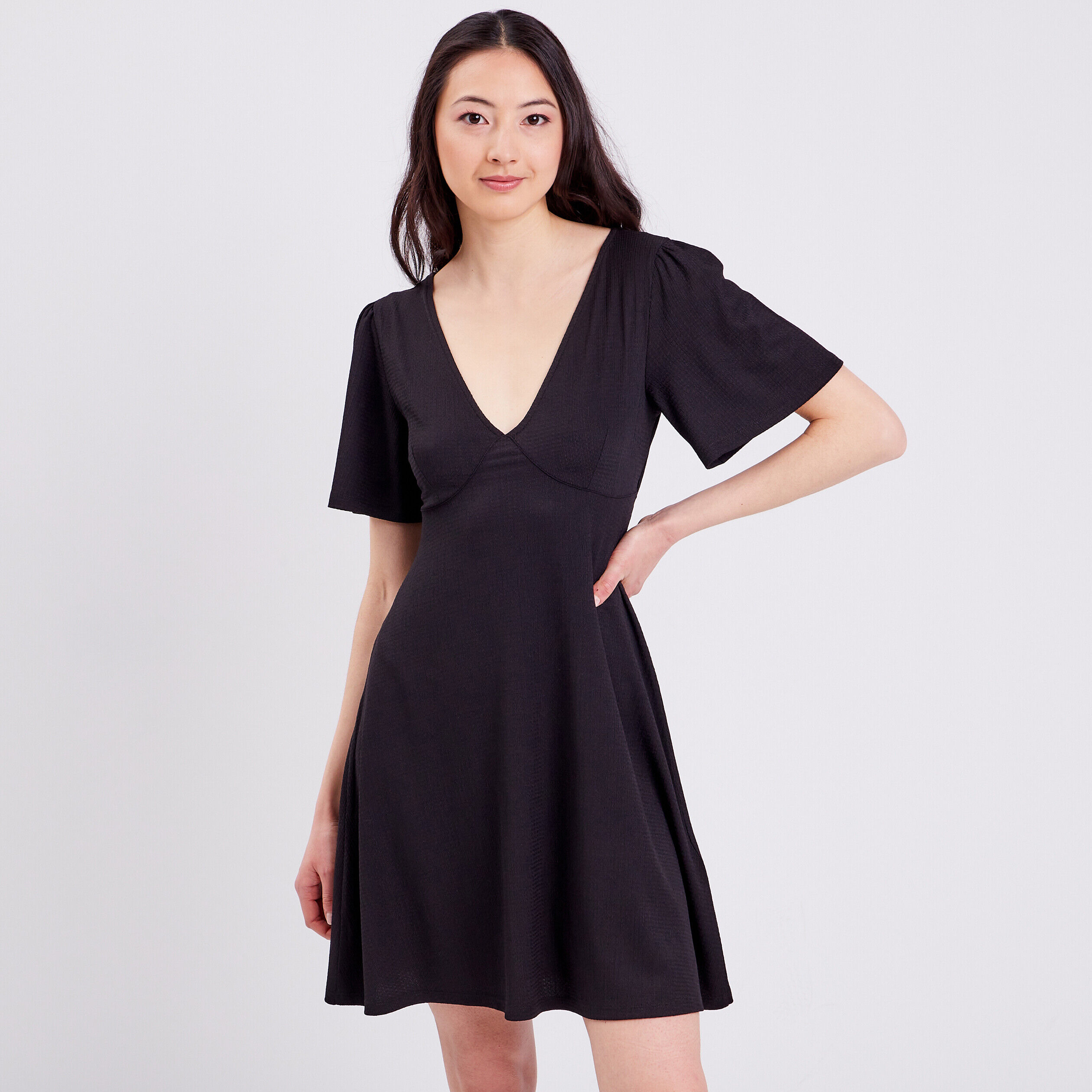 Robe patineuse dos laçage noir femme | Cache Cache