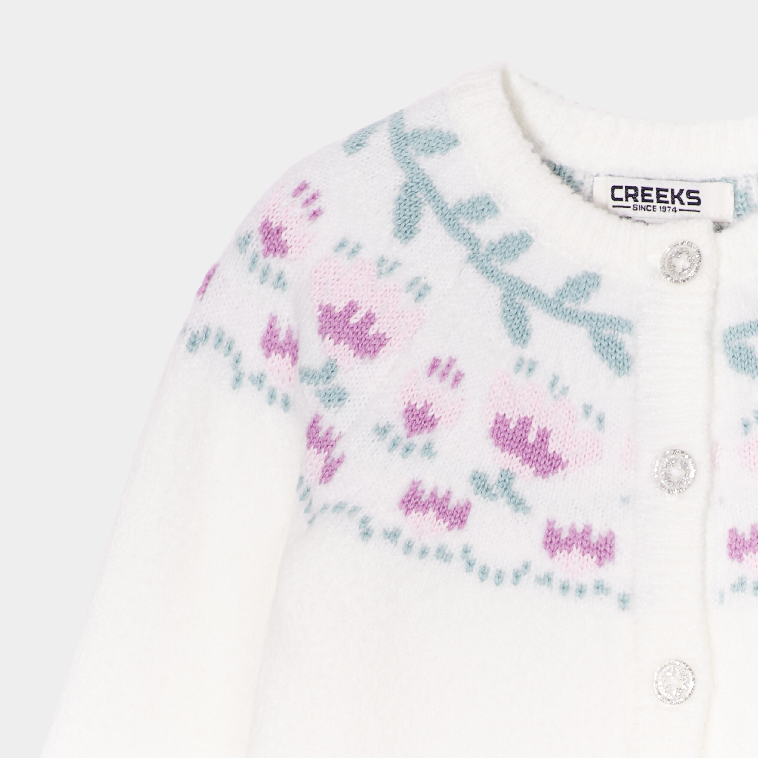 Gilet manches longues boutonné Creeks blanc bébé fille | La Halle
