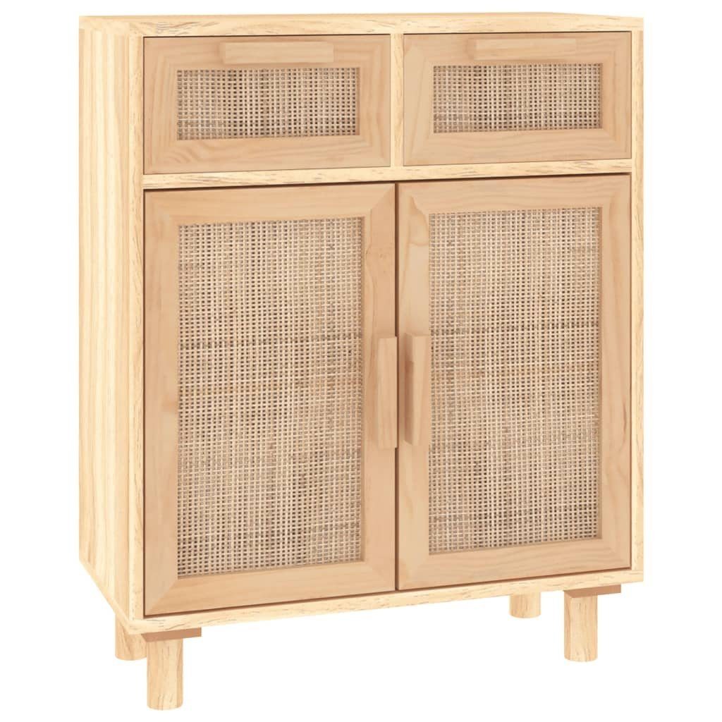 vidaXL Sideboard Sideboard Braun 60x30x75 cm Massivholz Kiefer und Natur-Rattan (1 St)