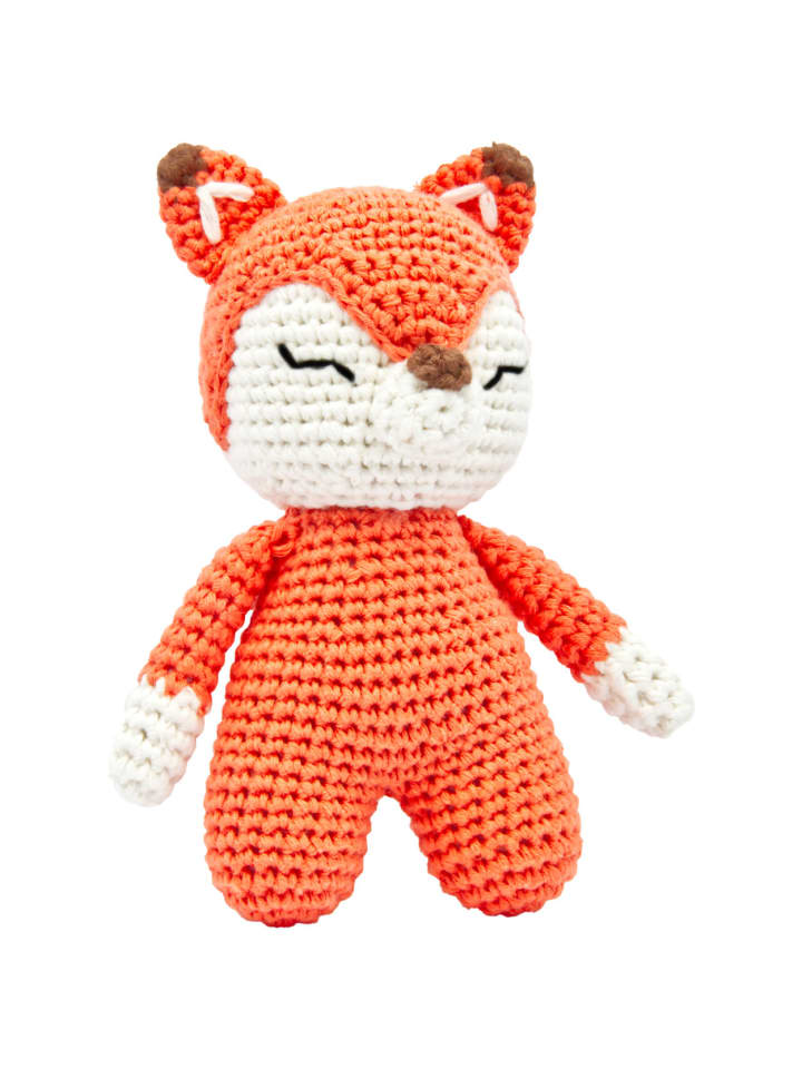 miniHeld Handgestrickter Fuchs Fuzzy Set Babyrassel Holz Baumwolle 15 cm 0 Monate günstig kaufen onesize