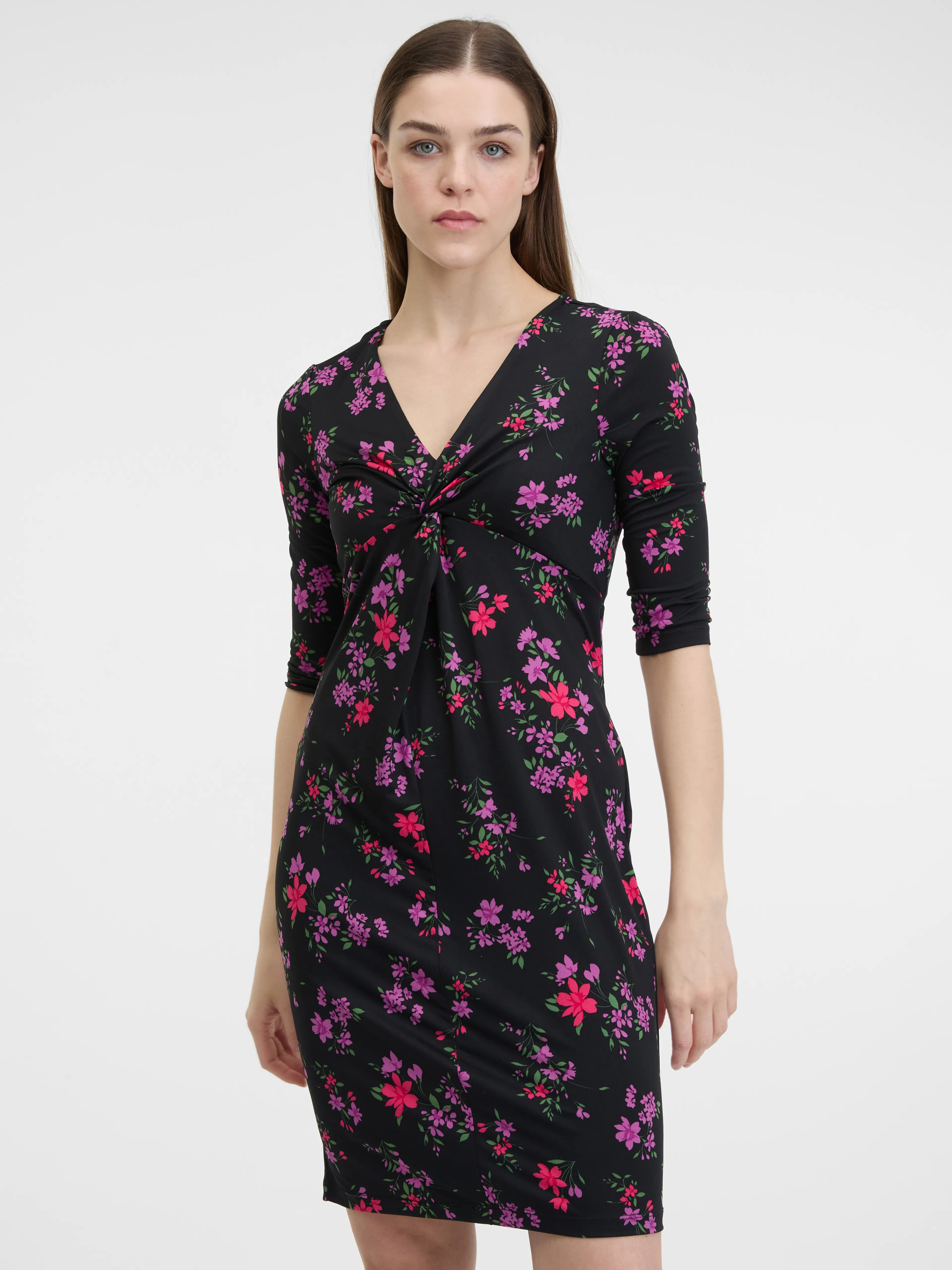 Schwarzes Damen-Blumenkleid ORSAY