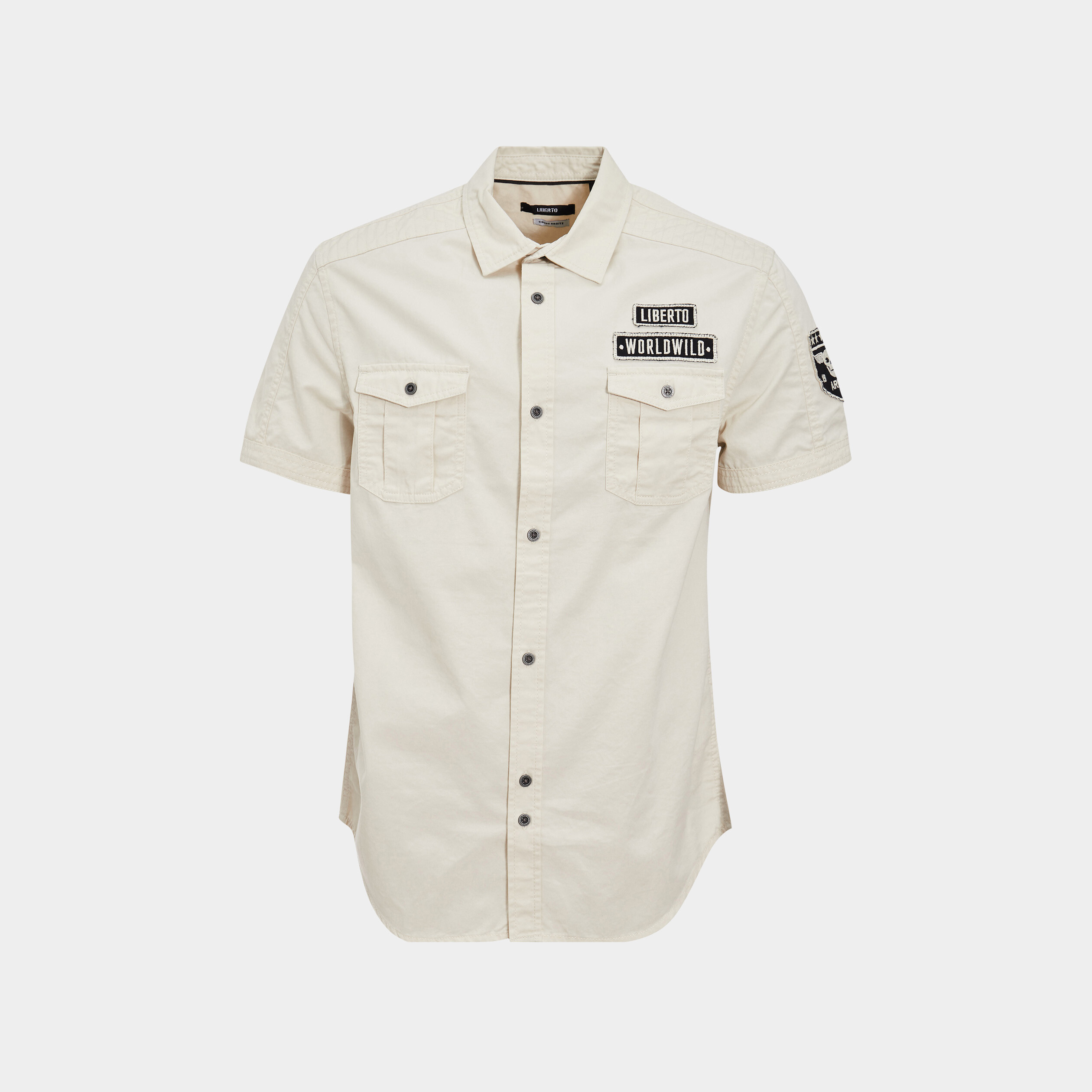 Chemise manches courtes Liberto ecru homme | La Halle