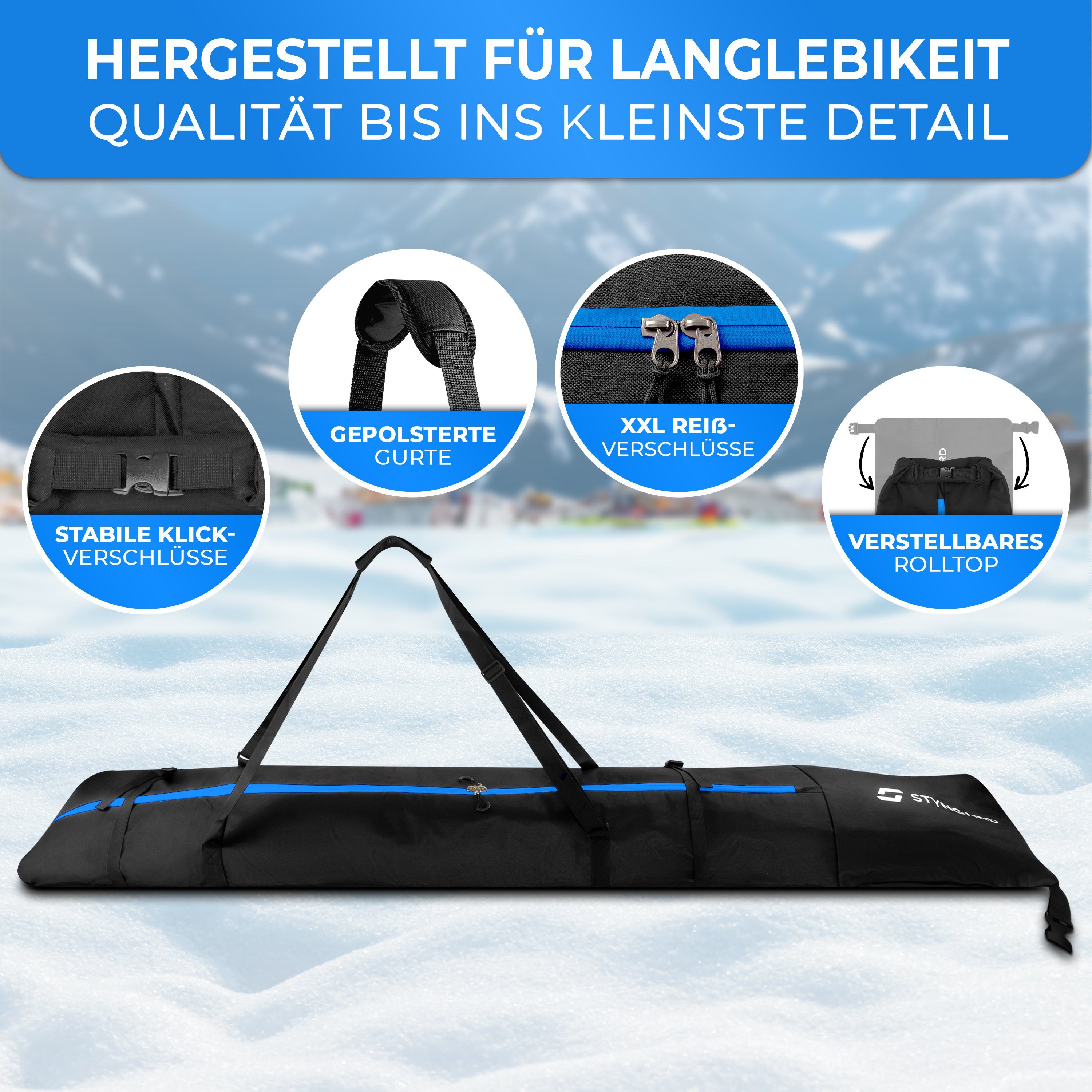 Styngard Sporttasche WHISTLER (Snowboardtasche mit Rolltop [140 cm bis 190 cm] Boardbag)