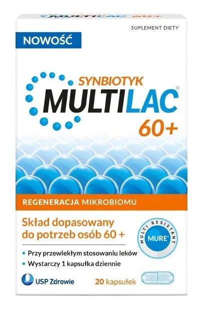 Multilac Συμπλήρωμα διατροφής που περιέχει ζωντανές βακτηριακές καλλιέργειες, 60 + 20 κάψουλες.