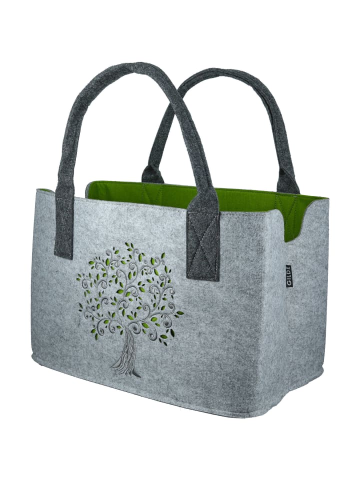 GMD Living 2er Set Filztasche Baummmotiv in Grau & Grün günstig kaufen onesize