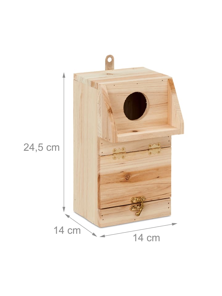 relaxdays Nistkasten in Natur - (B)14 x (H)24,5 x (T)14 cm günstig kaufen onesize