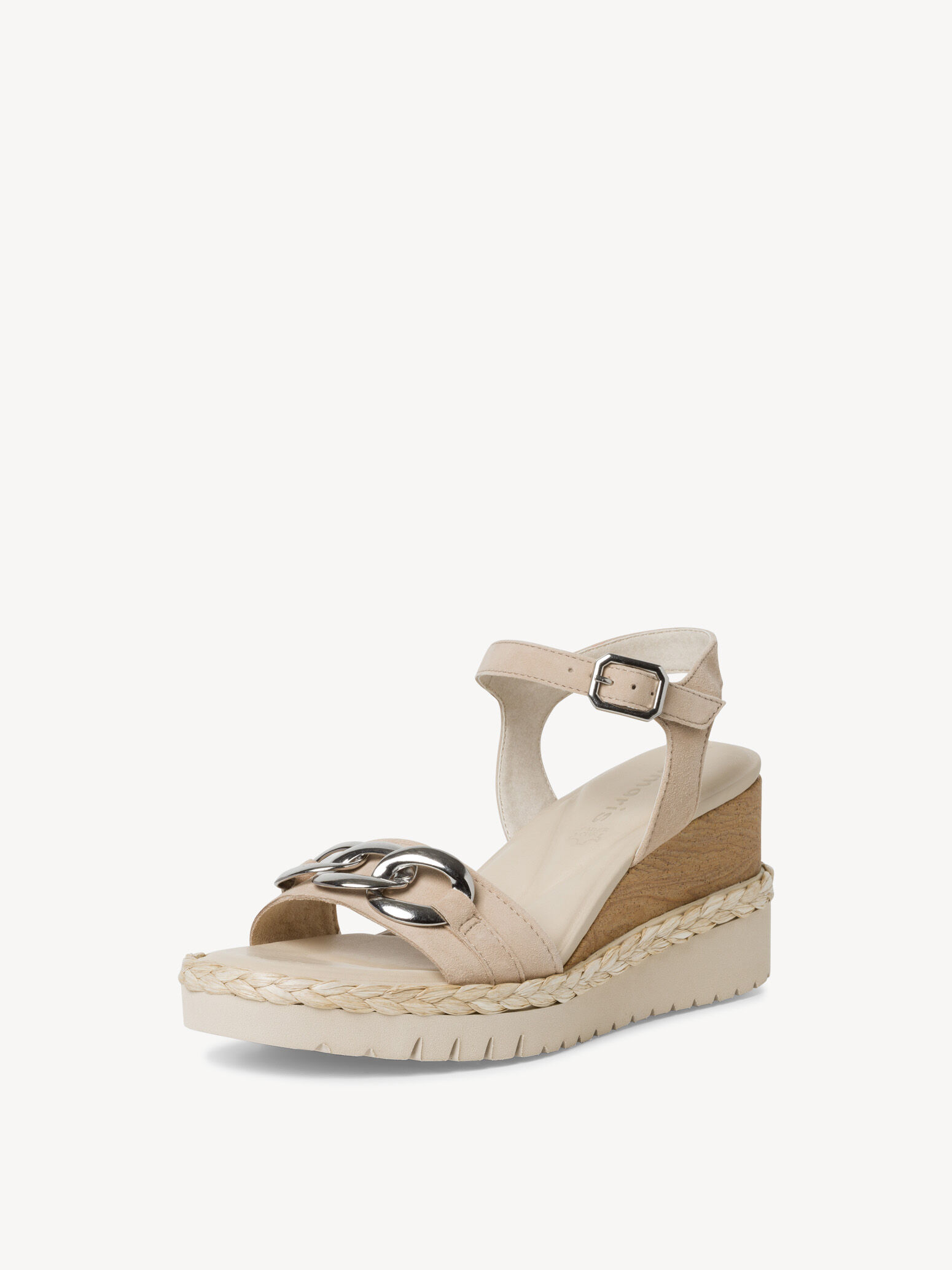 Sandale à talon en cuir - beige