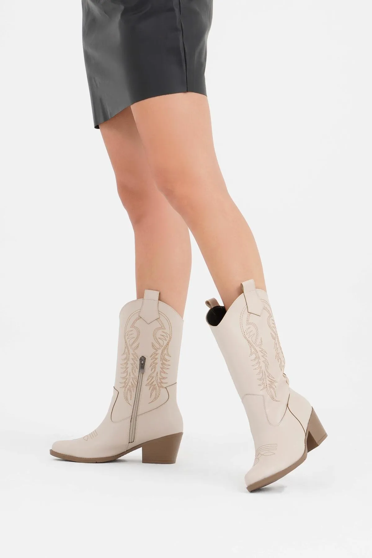 CZ London  Damen-Cowboystiefel mit Absatz, lange Cowgirl-Stiefel