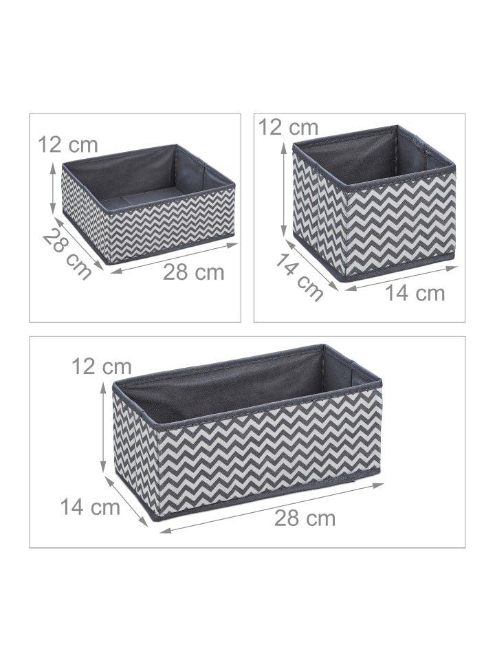 relaxdays 6-tlg. Schubladen Organizer Set in Grau/ Weiß günstig kaufen onesize