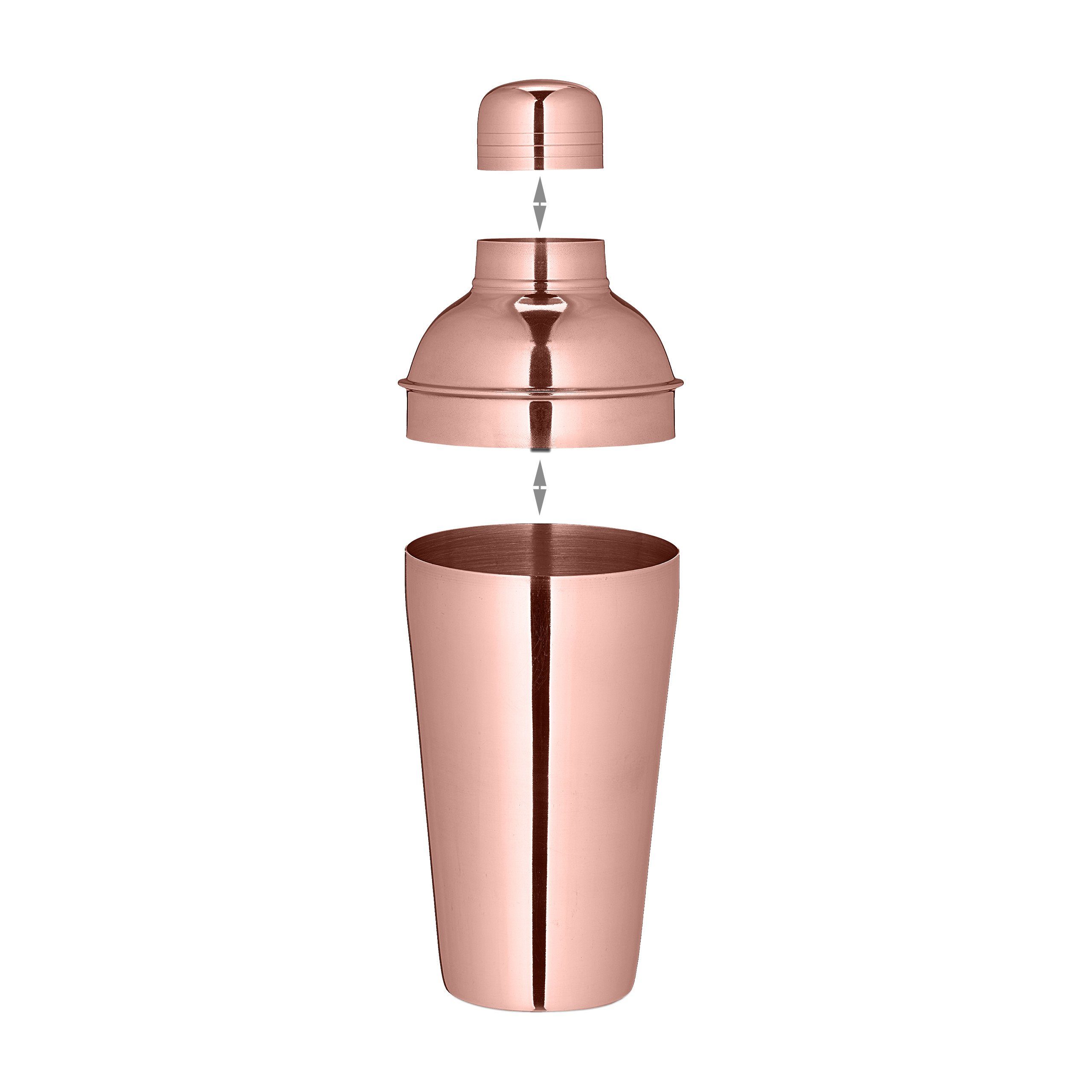 relaxdays Cocktail Shaker 5-teiliges Cocktail Shaker Set, Edelstahl, Bronze