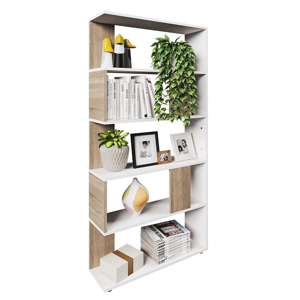 Vicco Raumteiler Bücherregal Standregal Groß Weiß Sonoma