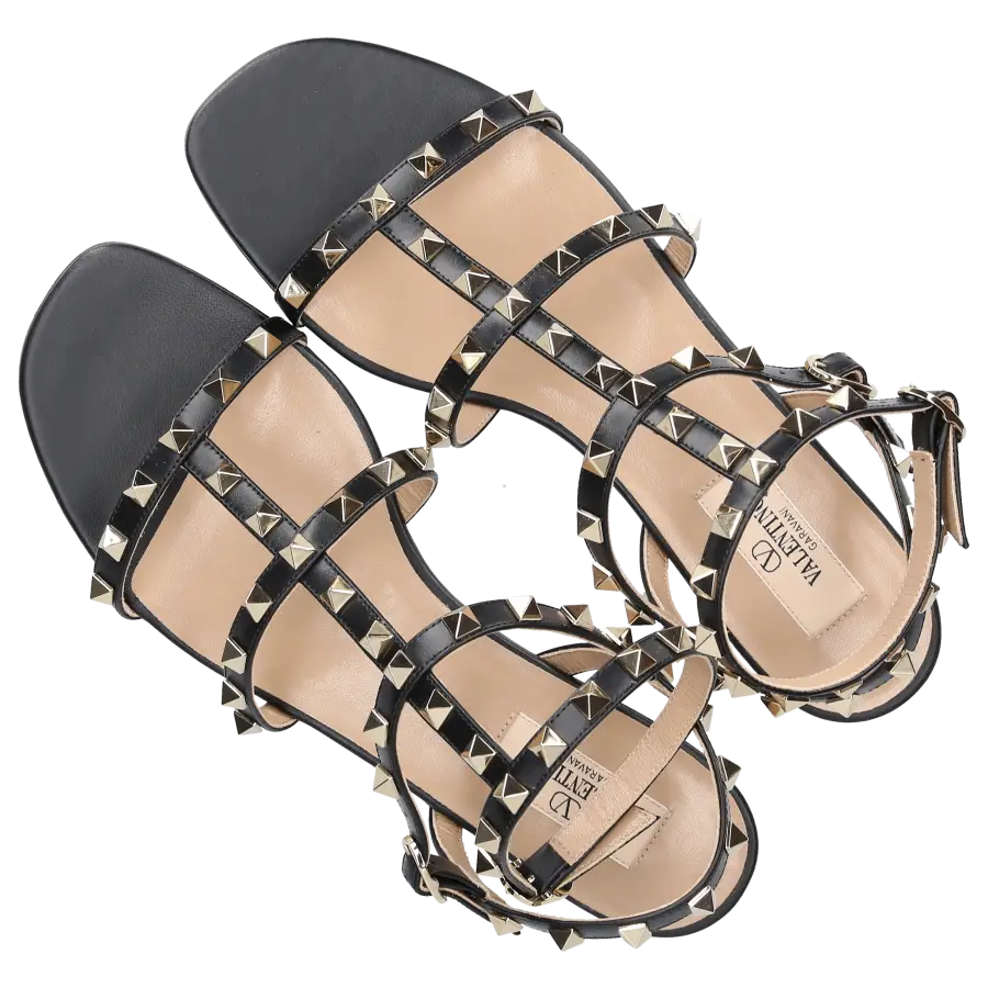 Valentino Garavani - Riemchensandalen ROCKSTUD Kalbsleder - schwarz