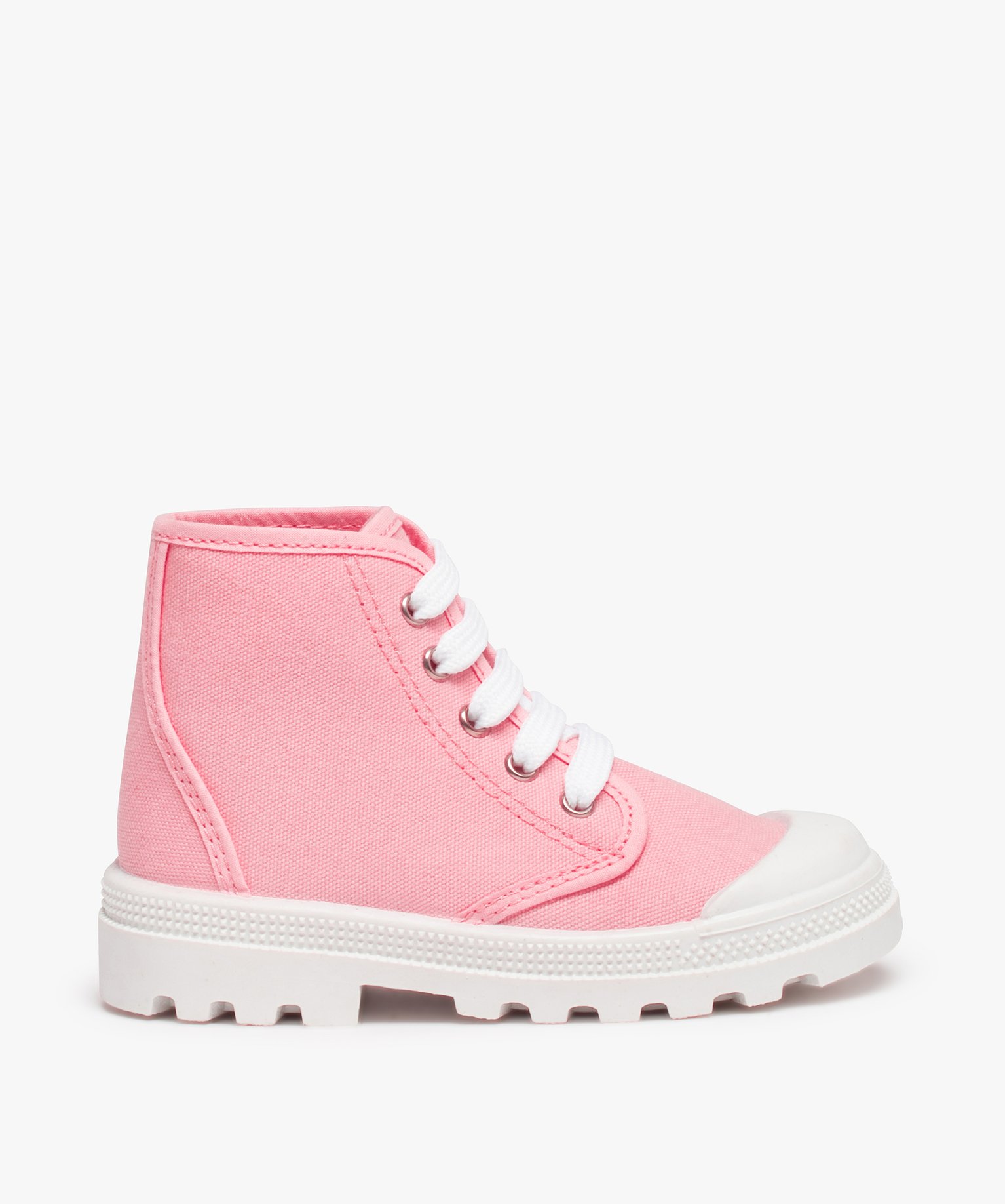 Baskets fille semi-montantes en toile unie et semelle crantée rose | GEMO