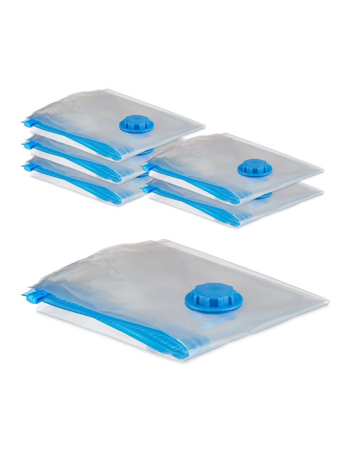 relaxdays 6 x Vakuumbeutel in Transparent/ Blau - 100x80 günstig kaufen onesize
