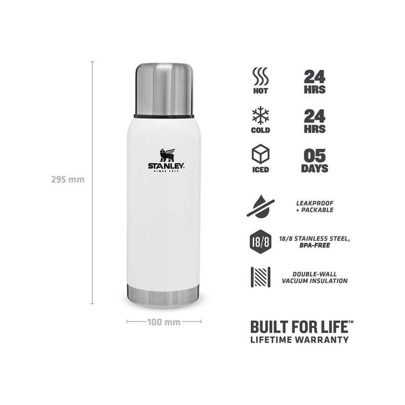 Stanley Thermoflasche, Adventure Edelstahl-Vakuumflasche 1.1qt \/ 1l Polar