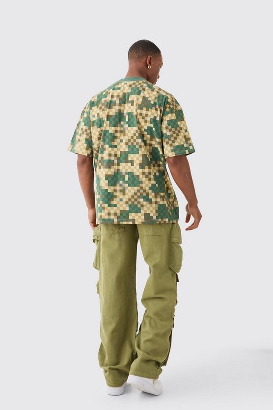 Lockere Jeans in Sage mit 3D Cargo-Taschen
