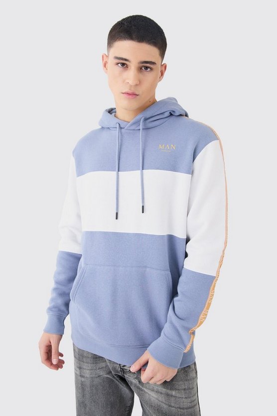 Colorblock Hoodie mit Man-Streifen