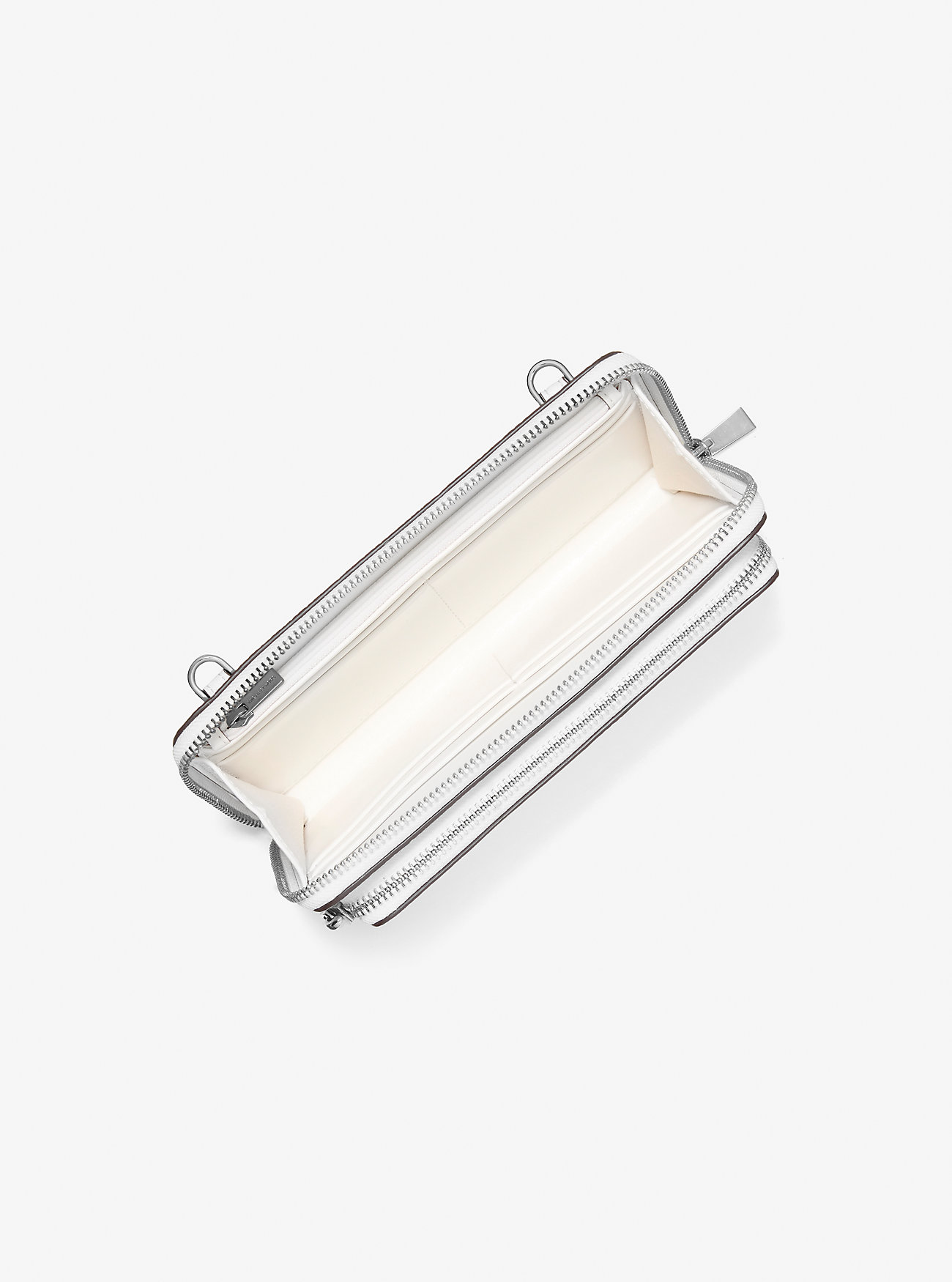 Jet Set Stor Skinnveske i Pebbled Skinn – OPTIC WHITE
