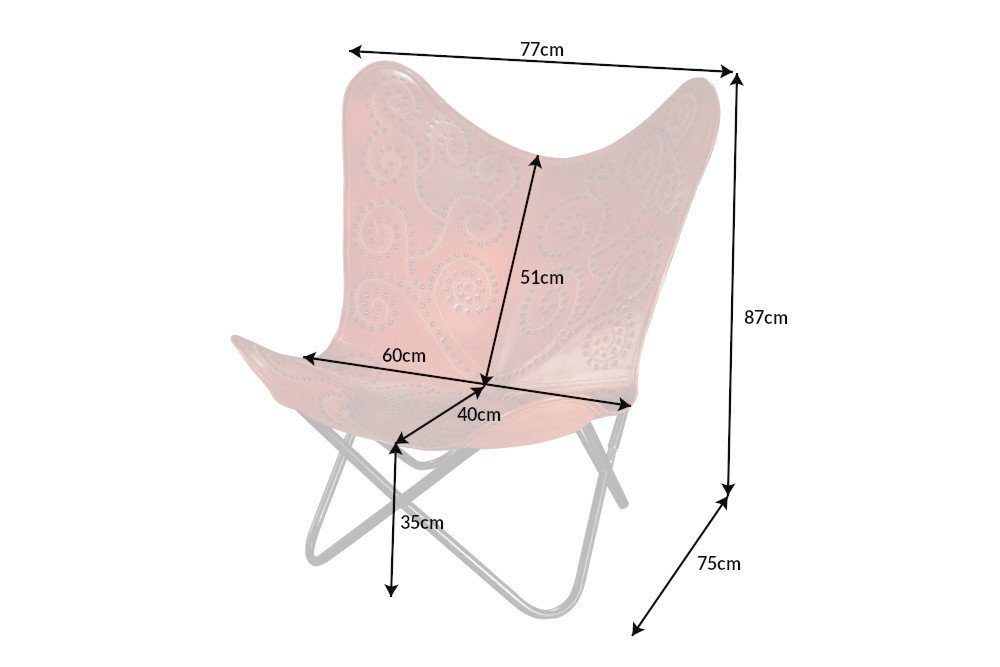 riess-ambiente Sessel BUTTERFLY hellbraun, mit Echtlederbezug