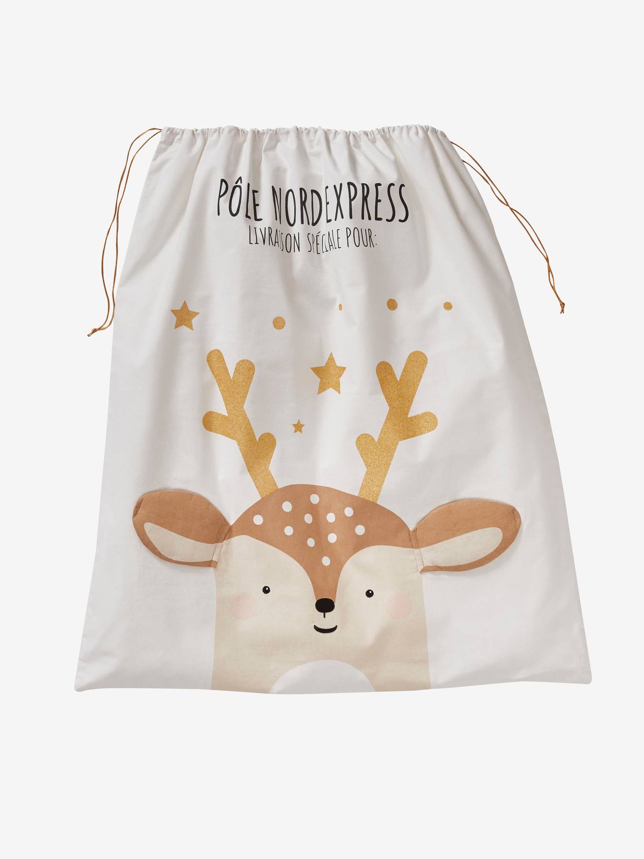 Sac à jouets personnalisable Renne ecru