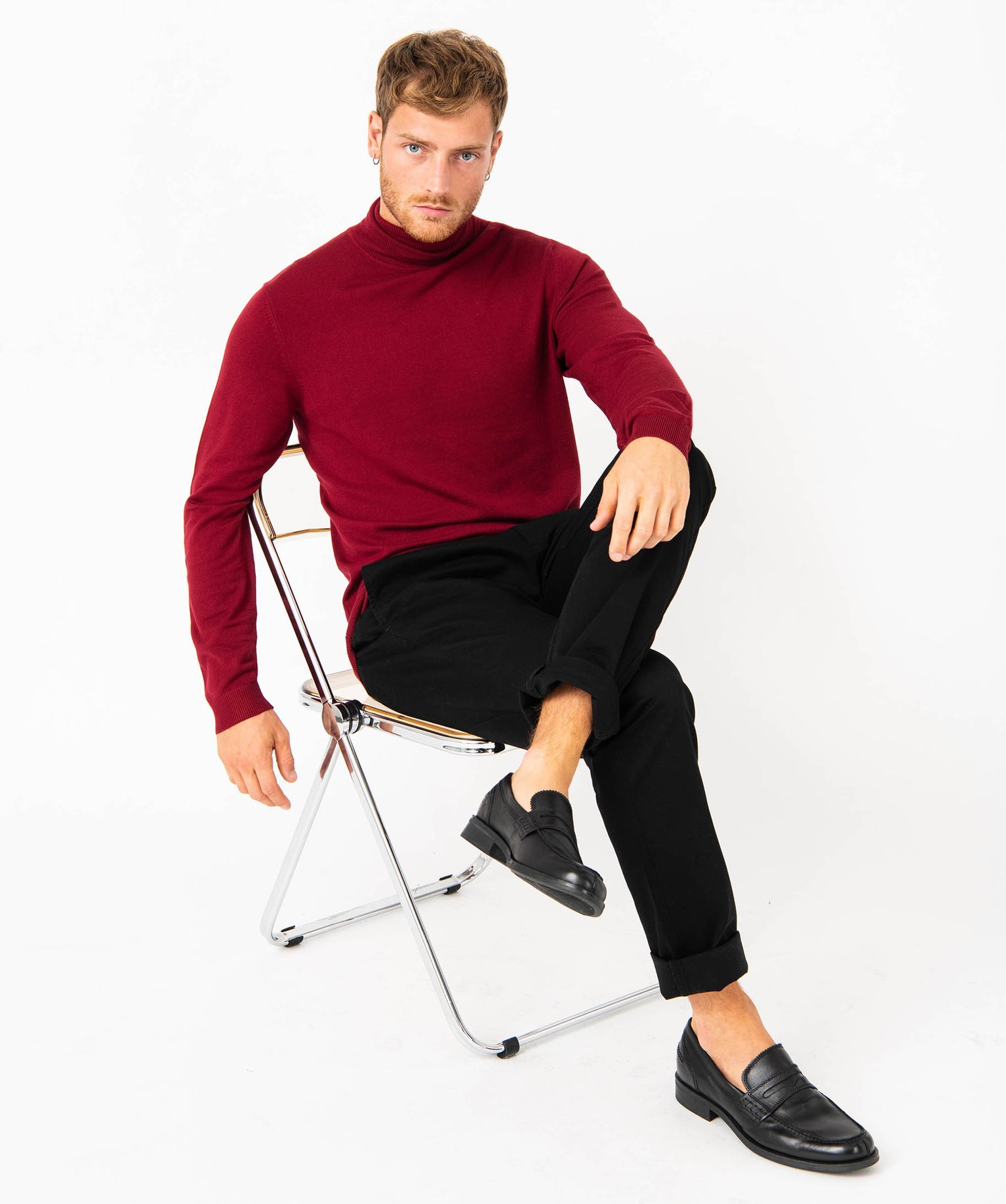 Pantalon chino en coton stretch uni homme noir | GEMO