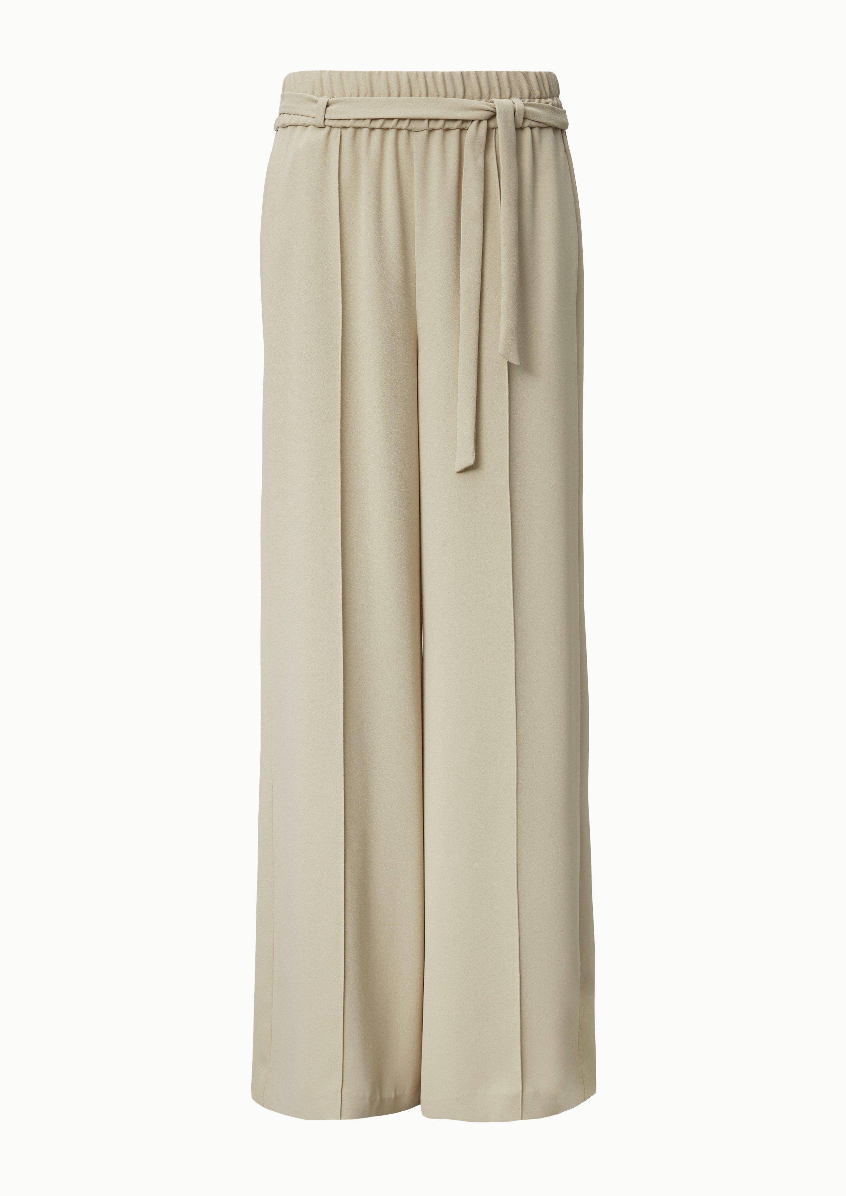 Schlupfhose mit High Rise und weitem Bein - beige