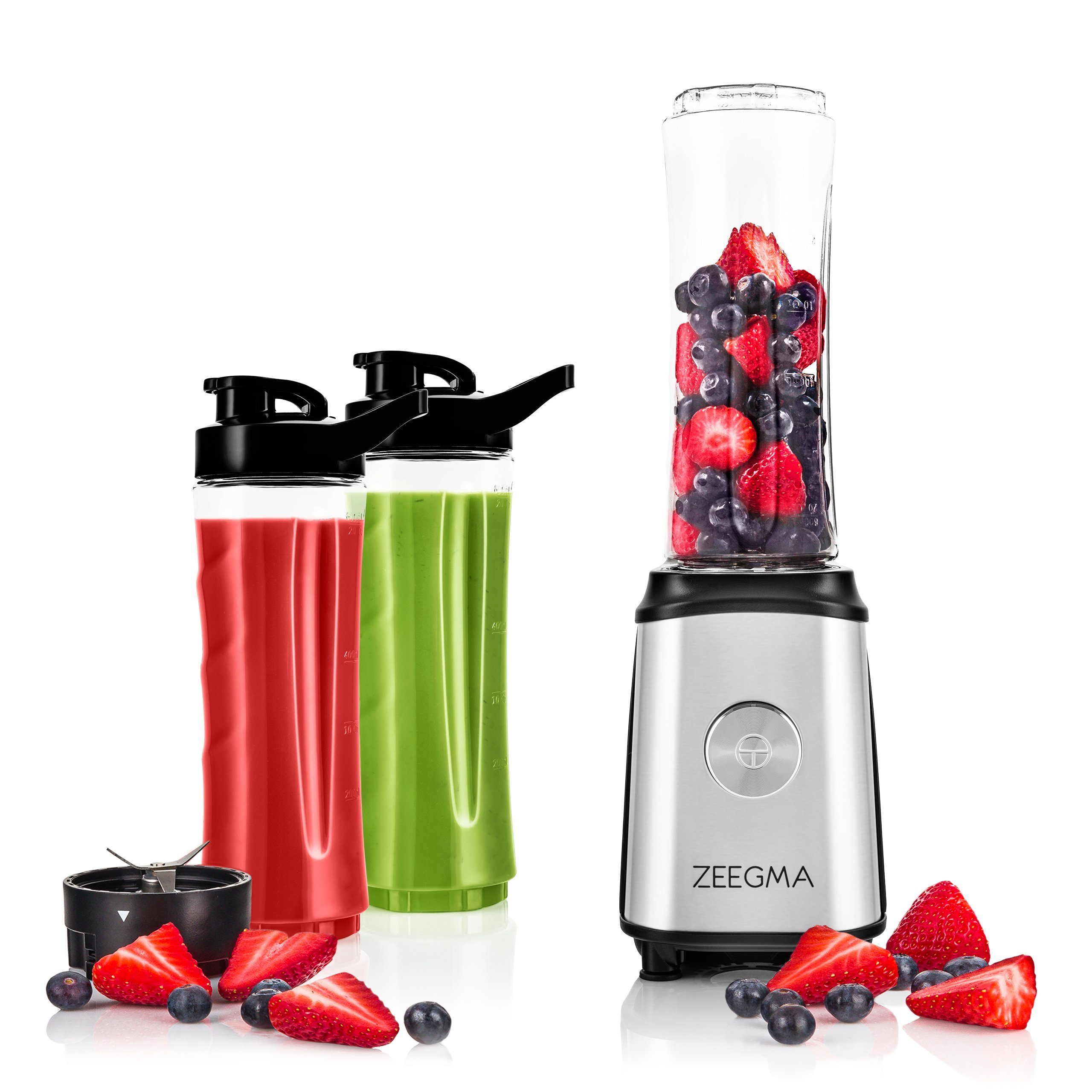 Zeegma Standmixer VITAMINE, 1050 W, 1L Krug Kaffeemühle Edelstahl 2x Sportwasserflasche *ICE-CRUSHER*