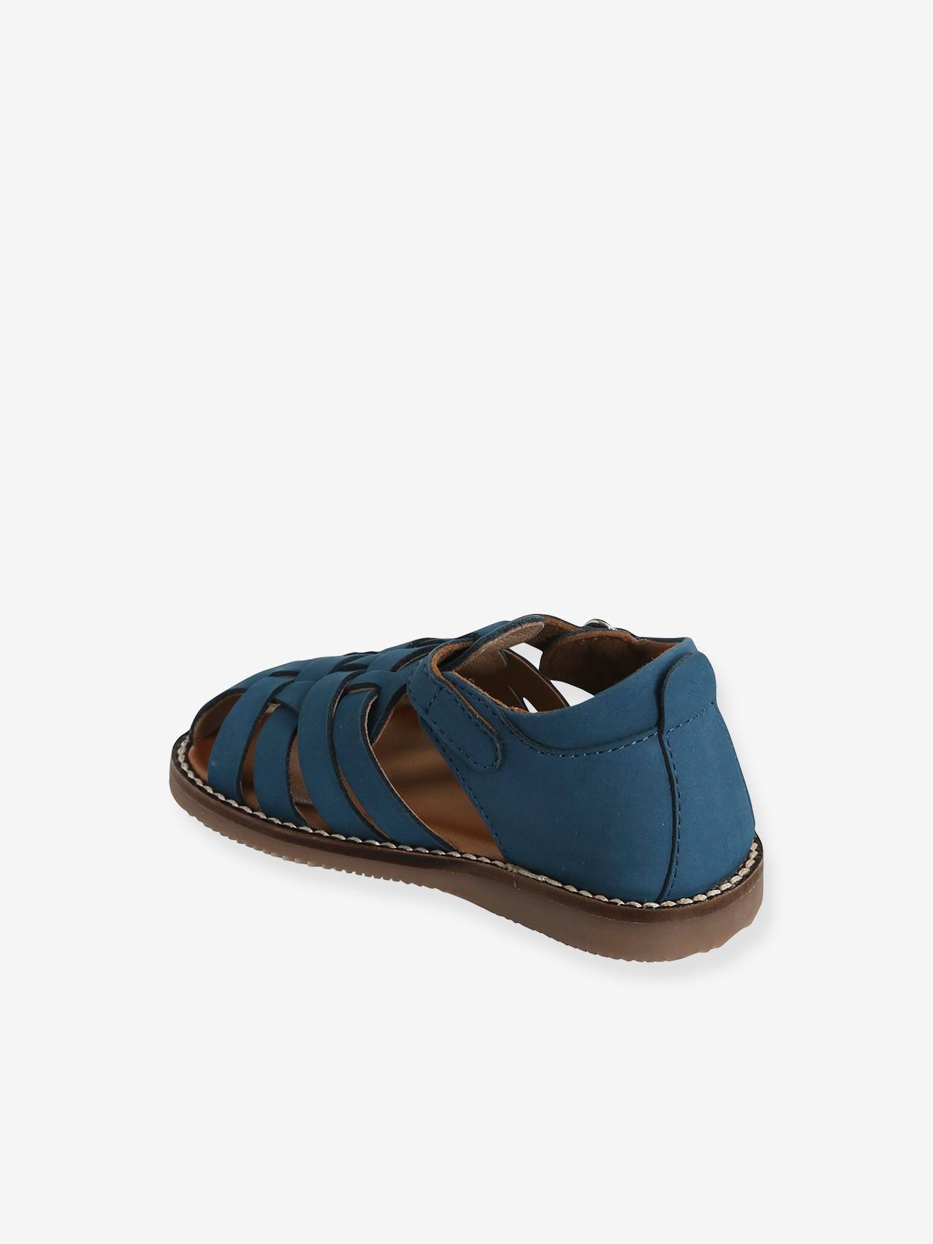 Sandales en cuir bébé mixte bout fermé bleu marocain