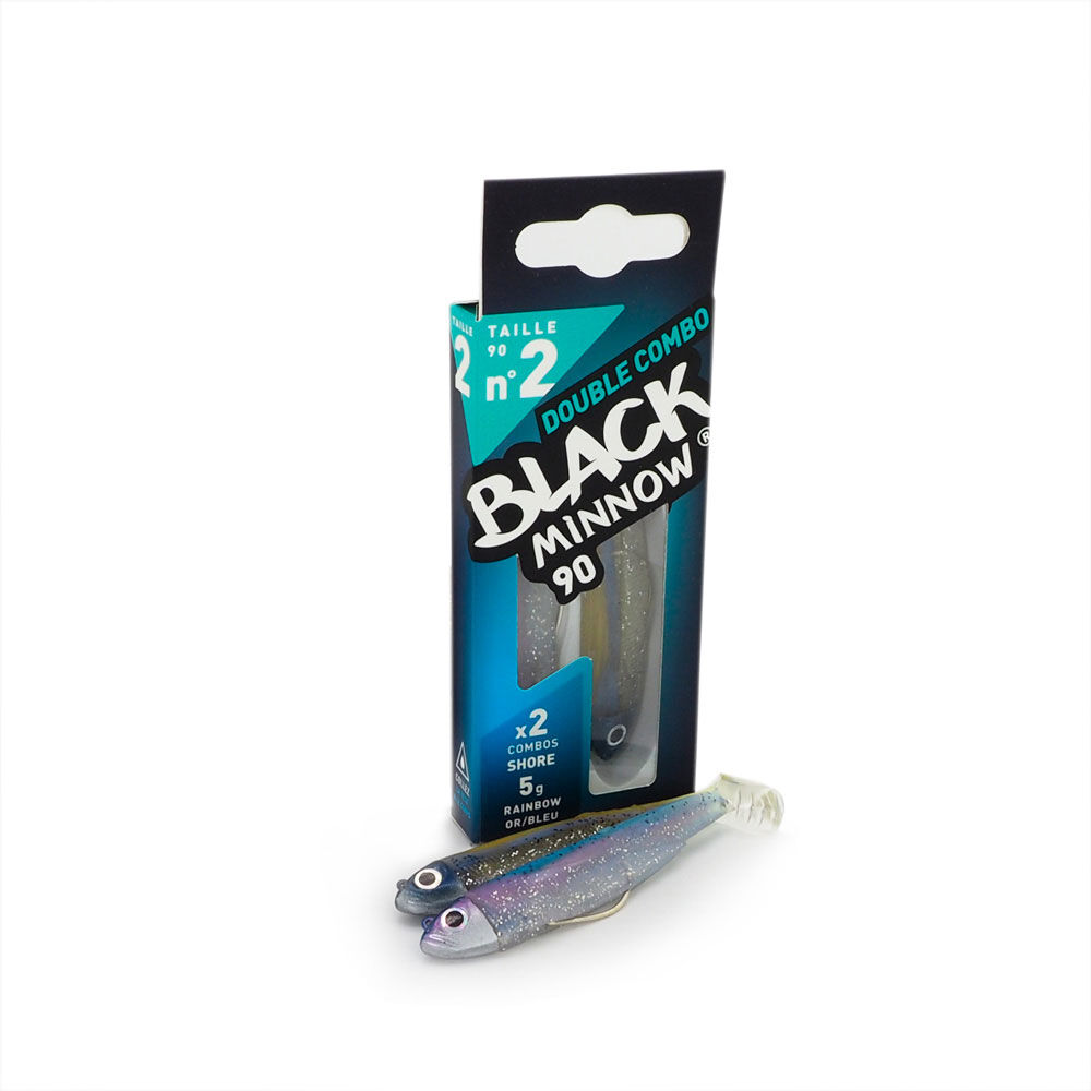 Fiiish tuplayhdistelmäpehmoviehe (2 valmiiksi sidottua viehettä) Black Minnow 90 Shore 9cm 5g