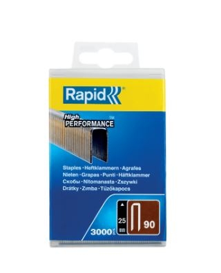 Punti metallici Rapid 5000124 n. 90 a dorso stretto, 25 mm, confezione da 3.000 pezzi.